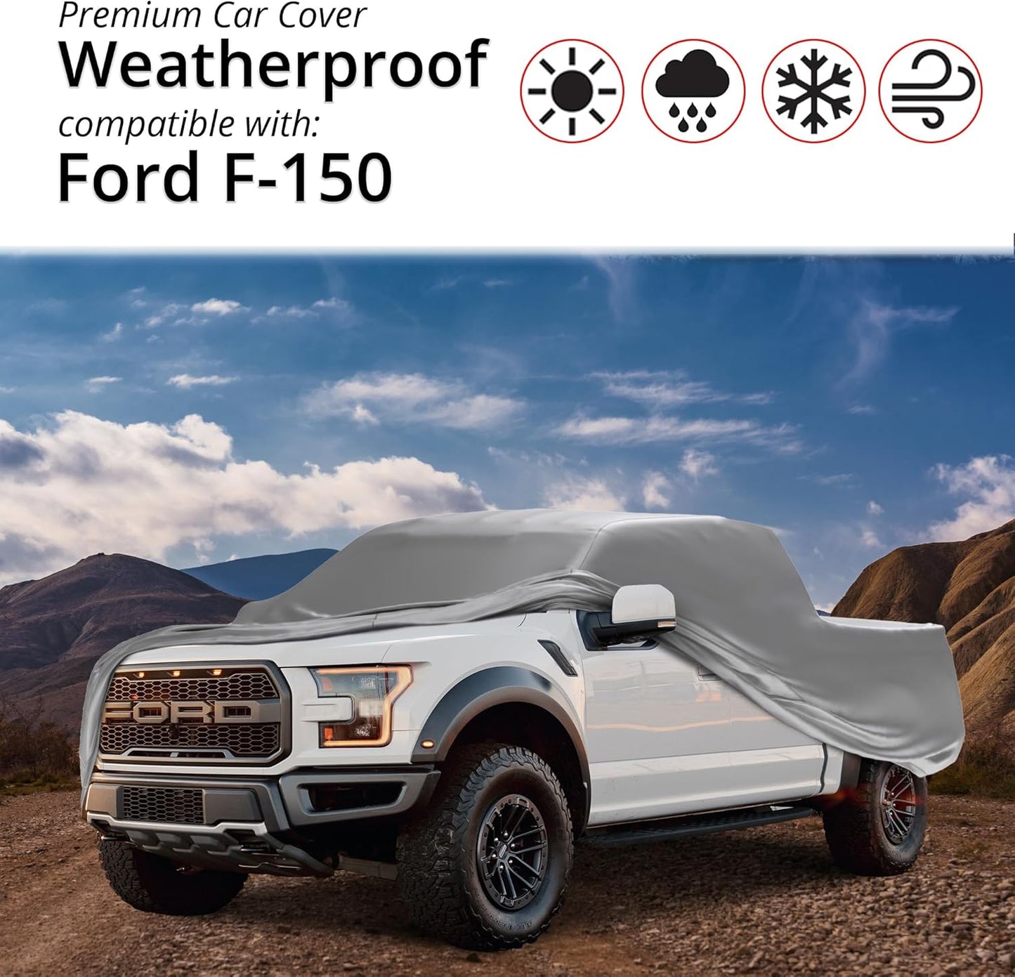 Car Covers Weatherproof Max Truck Cover & Warranty Compatible with Ford 2021-2024 F-150 SuperCab, 6.5 with Truck Bed Shell– Outdoor Cover, Prevents Theft with Cable Lock