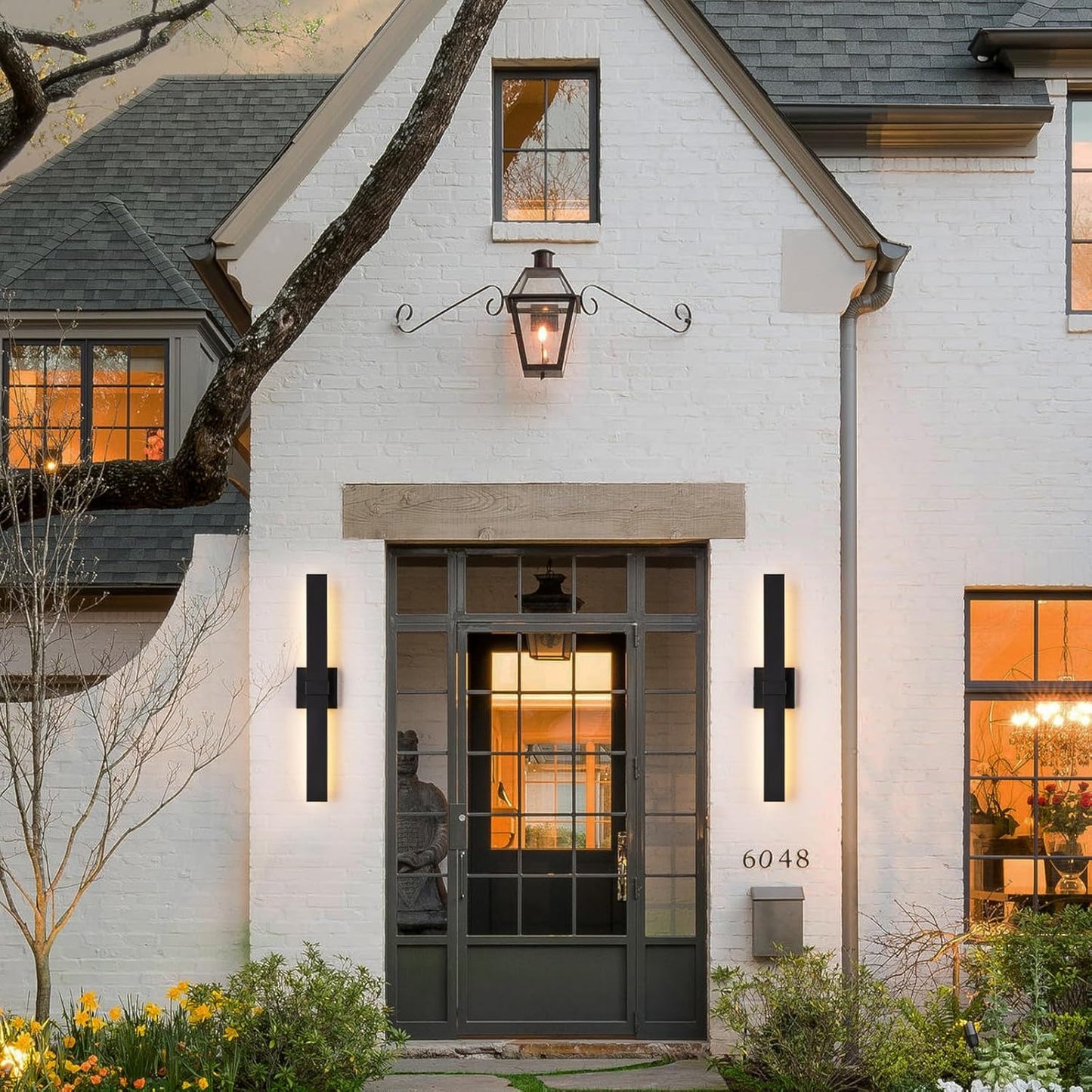 2-Pack Modern Outdoor Wall Light Exterior Black LED Patio Wall Light Fixture 27.2" Exterior Wall Sconce Outdoor Porch Lights for House