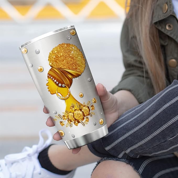 ZOXIX You Are Braver Than You Believe Inspiration Coffee Tumbler For Black Women Jewelry Style Stainless Steel Cup With Lid 20oz African American Girl Uplifting Gifts For Friends