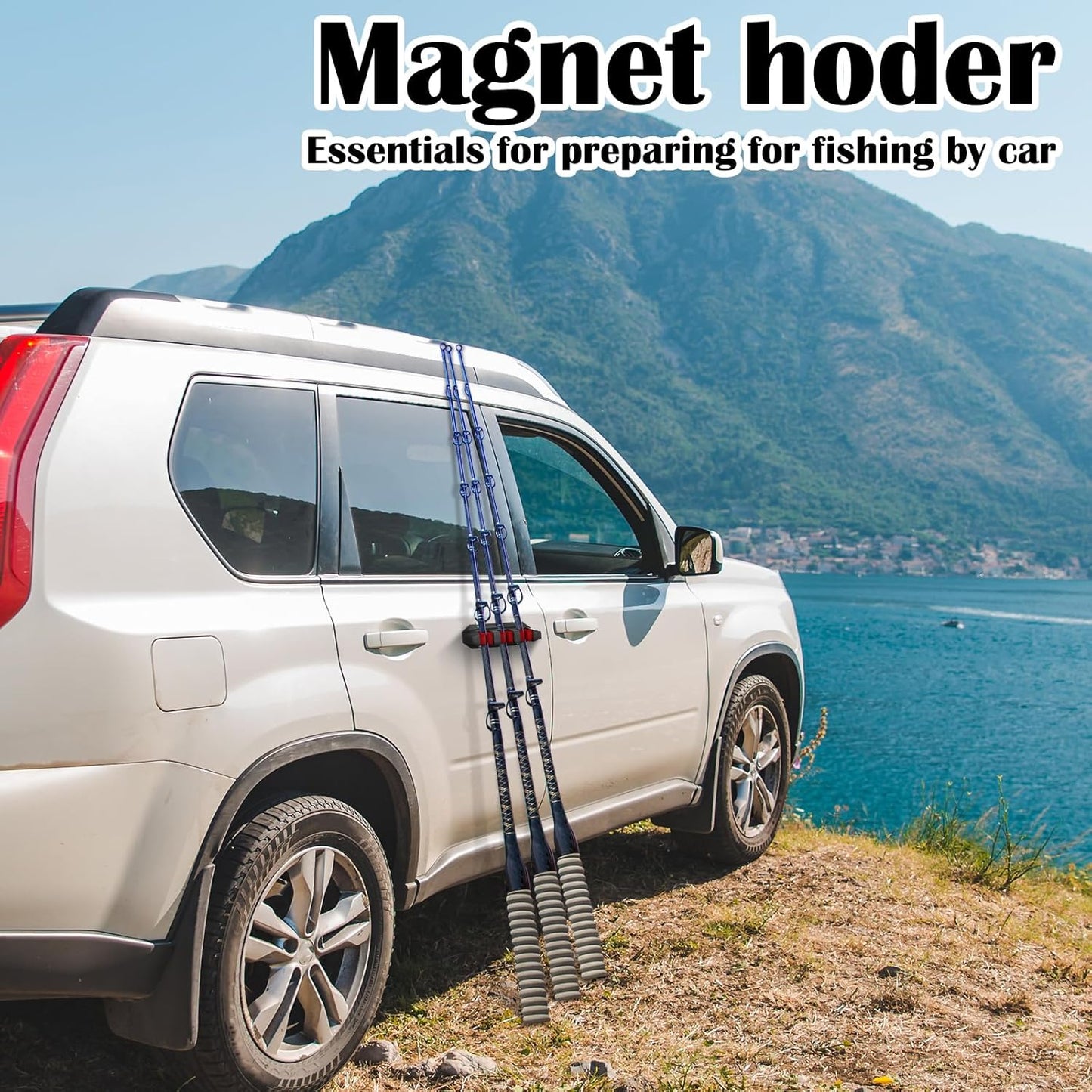 2 Pcs Magnetic Fishing Rod Holder for Car Fishing Pole Rack Vertical Rod Storage Holders for Truck Bed Boat Wall Garage Door