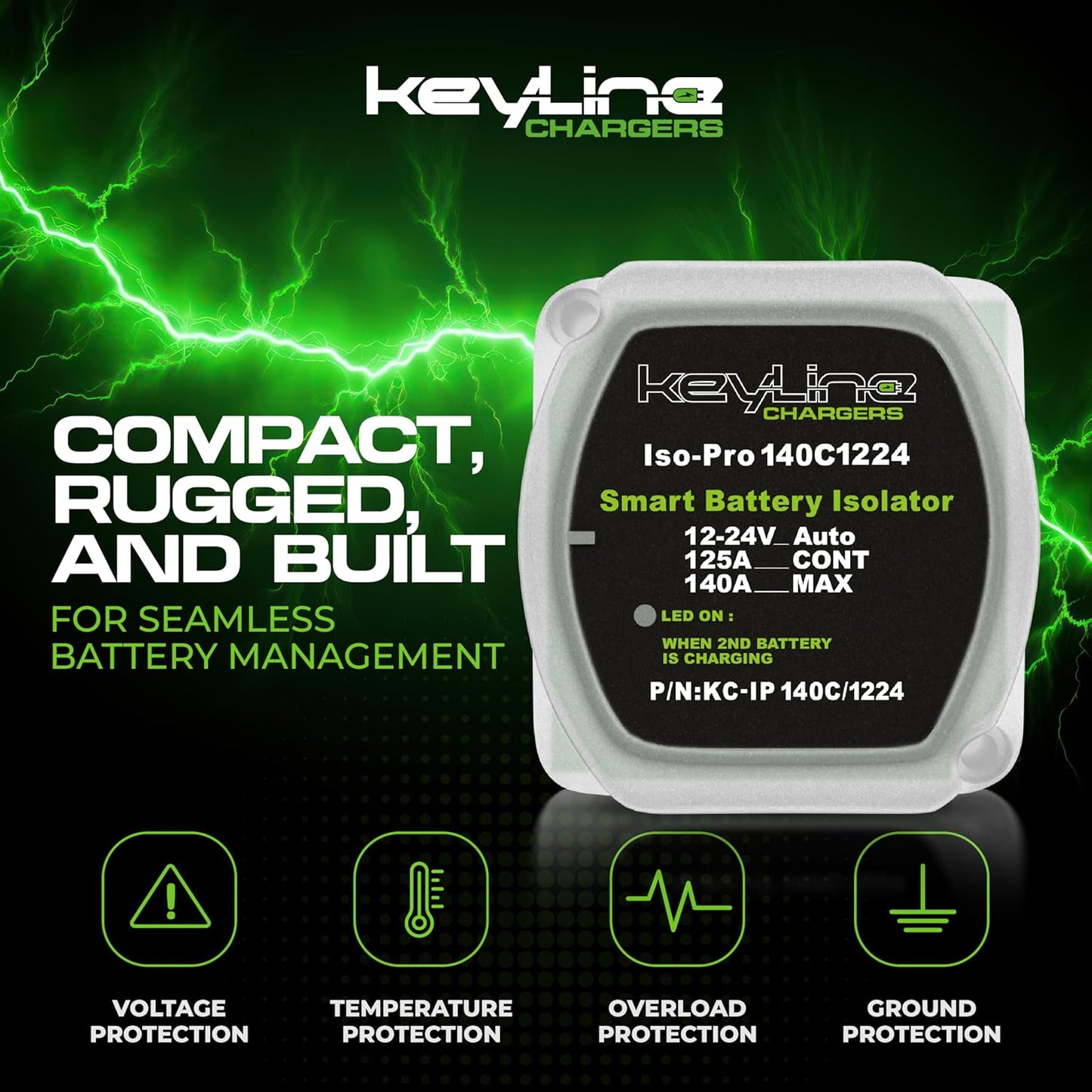 Dual Battery Isolator Kit 12V - 140 Amp Multi-voltage 12v or 24v Kit (VSR) for Dual Battery Setup - Automatic Disconnect Switch for Car, Truck, RV, UTV, ATV, Marine - Battery Wiring Kit