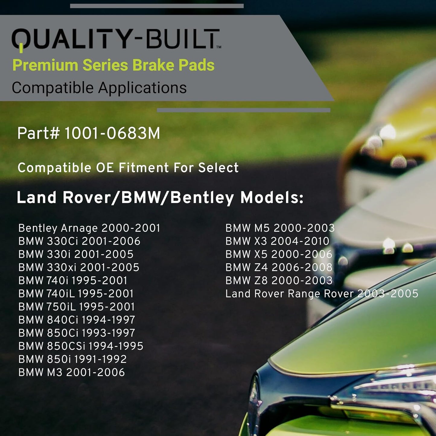 Premium Semi-Metallic Rear Brake Pads (1001-0683M) Compatible with 1991-2010 Bentley/BMW/Land Rover (330Ci/330i/330xi/740i/740iL/750iL/M3/M5/Range Rover/X3/X5/Z4/Z8 & More)