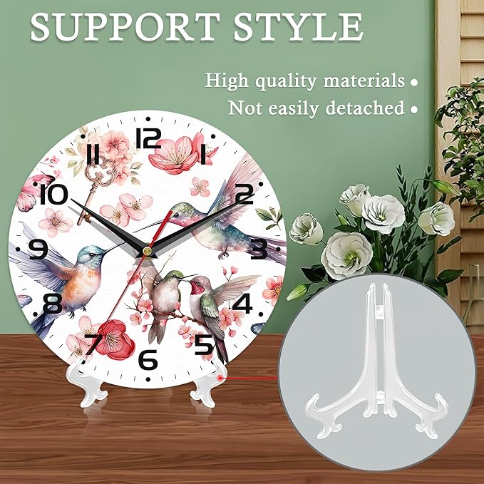 Birds Wall Clocks Battery Operated,Watercolor Humming Birds Clock for Living Room,Decorative Wall Clock for Living Room, Bedroom, Bathroom and Kitchen,10 Inch