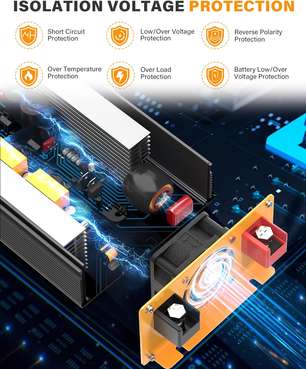 1000W Pure Sine Wave Power Inverter 12V DC to 110V 120V AC Converter with 2 AC Outlets, QC3.0/PD30W Fast Charging USB Ports, LCD Display and Remote Control, Car Inverter Adapter for Vehicles