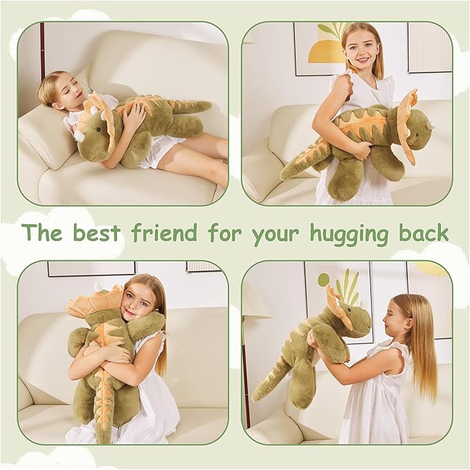 Weighted Stuffed Animals Dinosaur - 26.8" Big Stuffed Animal Toy Pillow for Kids & Adults, 5 lbs Ultra-Soft Washable Weighted Dino Plush