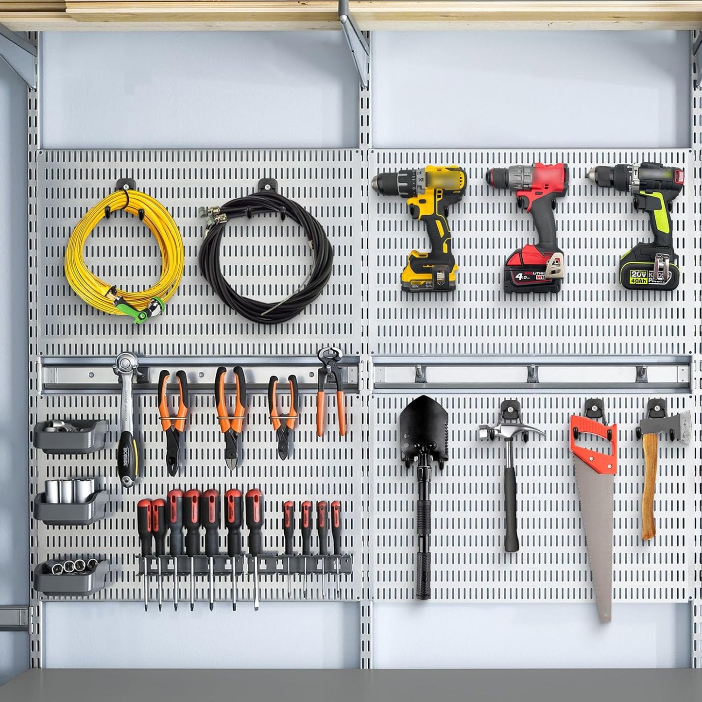 2 Pack Large Magnetic Garage Hooks Heavy Duty, Universal Indoor Outdoor Strong Storage Magnet Utility Tool Organizer Holder with Anti Slip Rubber Coating for Garden Tools,Hose,Cruise,RV,Workshop