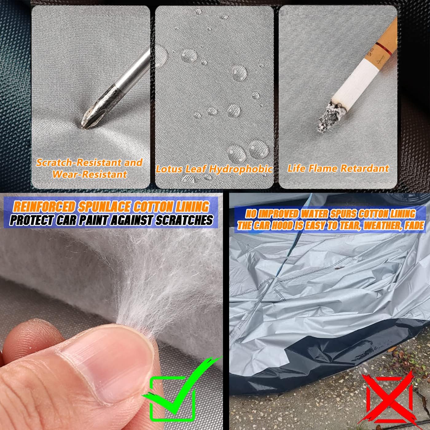 Breathable New Material, Waterproof Car Cover, Locks and Zipper Doors, Sunscreen Waterproof UV Prevention Snowproof Wind and Windproof,Suitable for Indoor Outdoor,for Pickup 198"-220",C7