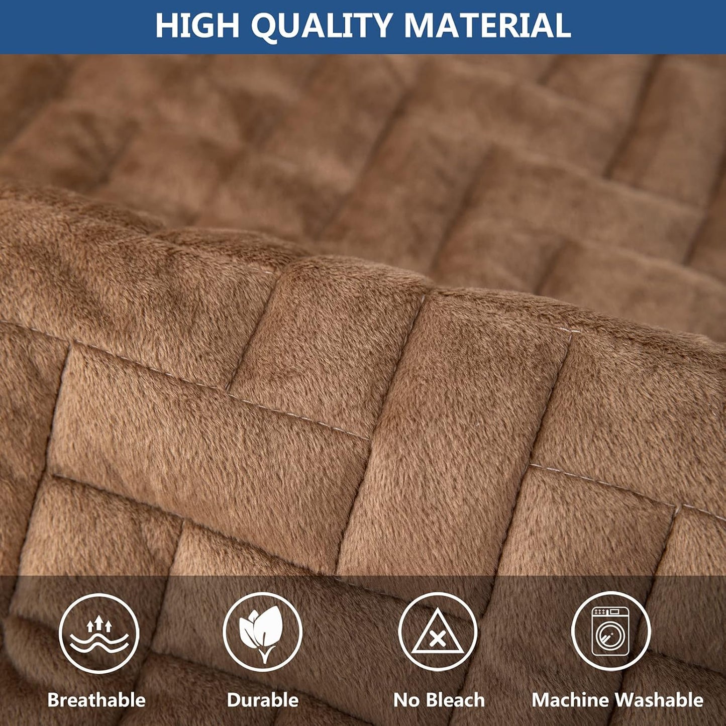 Eismodra Couch Cover,Sectional Couch Covers,Sofa Covers for 3 Cushion Couch,Anti-Slip Sofa Slipcovers for Dogs Cats Kids Loveseat Recliner L Shaped Armrest Backrest,Brown 43''x82''(Only 1 Piece)