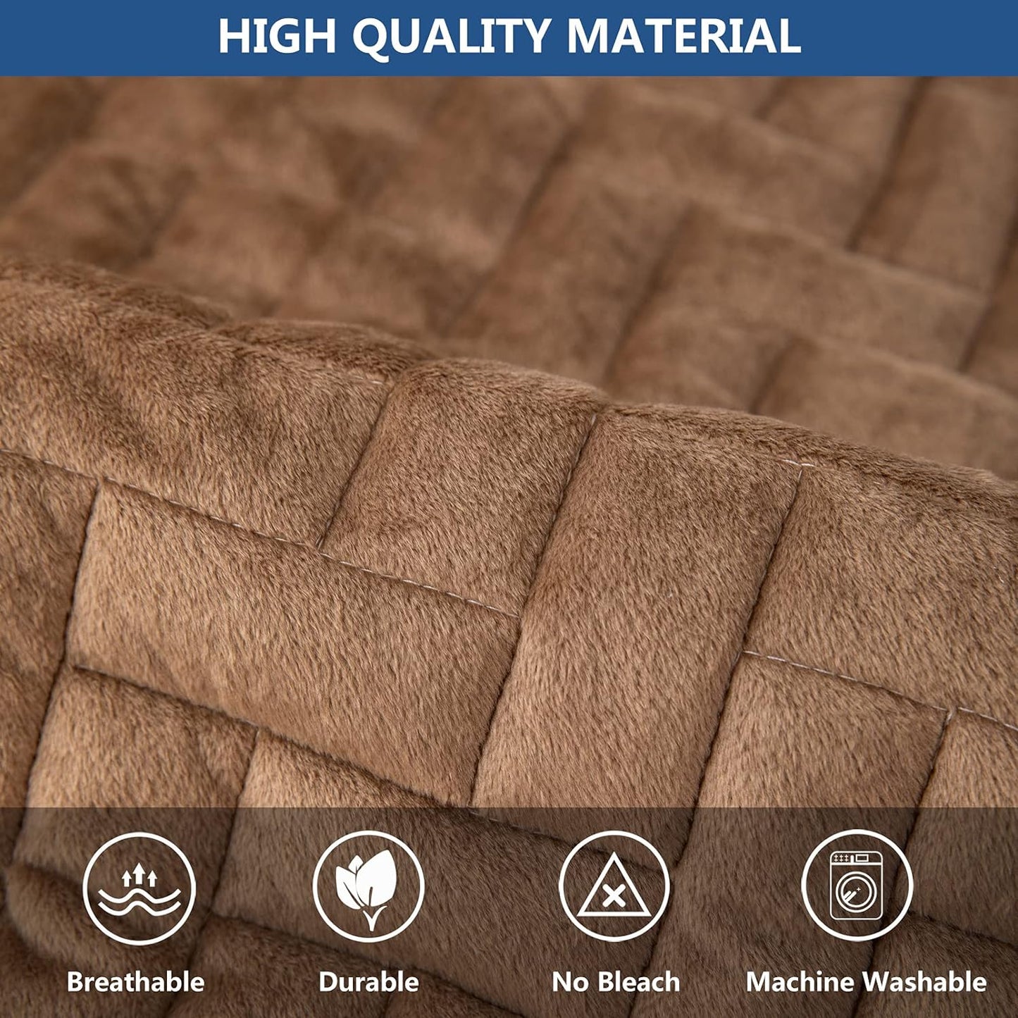 Eismodra Couch Cover,Sectional Couch Covers,Sofa Covers for 3 Cushion Couch,Anti-Slip Sofa Slipcovers for Dogs Cats Kids Loveseat Recliner L Shaped Armrest Backrest,Brown 43''x94''(Only 1 Piece)