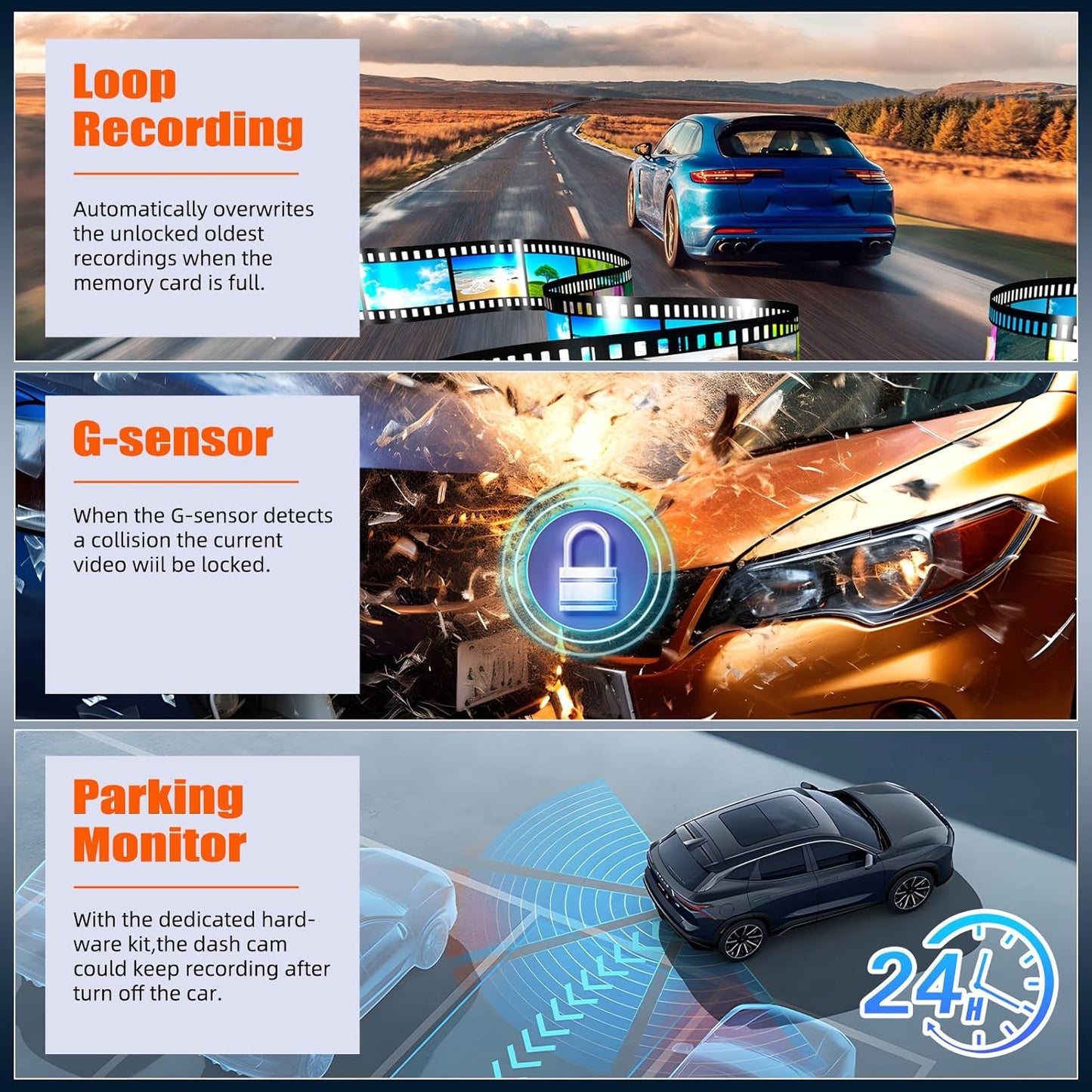 Mirror Dash Cam 4.7 Inch Rear View Mirror 720P Front and Rear View Dual Cameras with Super Night Vision,Parking Assistance,Loop Recording,24H Parking Monitor, Waterproof Backup Camera