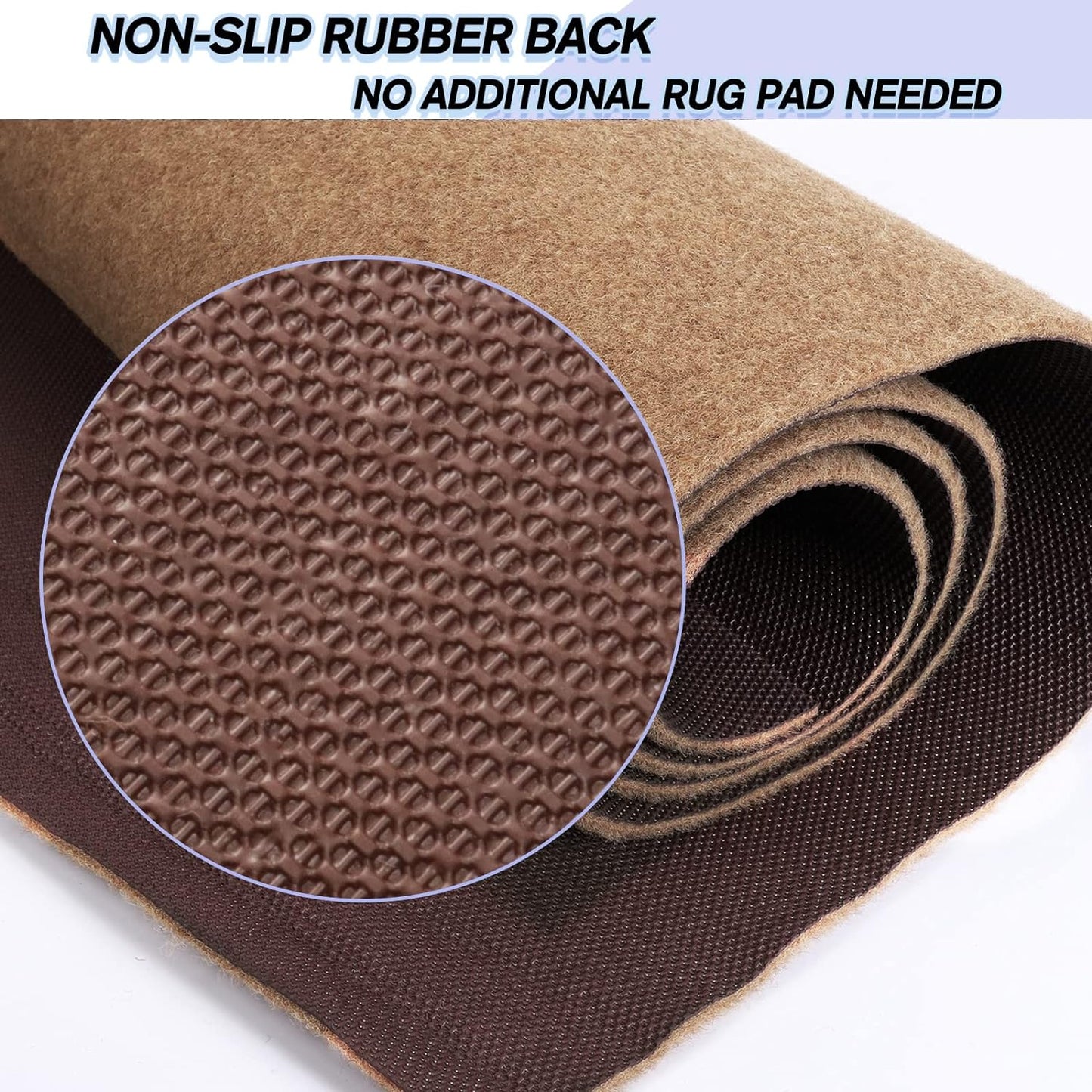 Custom Size Backed Non-Slip Area Rugs Runner, Easy Clean, Waterproof Runner Rugs for Hallway Entryway, Kitchen, Laundry, 4FT x 74FT, Beige