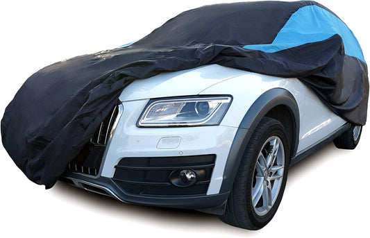 MORNYRAY Waterproof Car Cover All Weather Snowproof UV Protection Windproof Outdoor Full SUV Car Cover, Universal Fit for SUV (Fit SUV Length 202-210 inch, Blue)