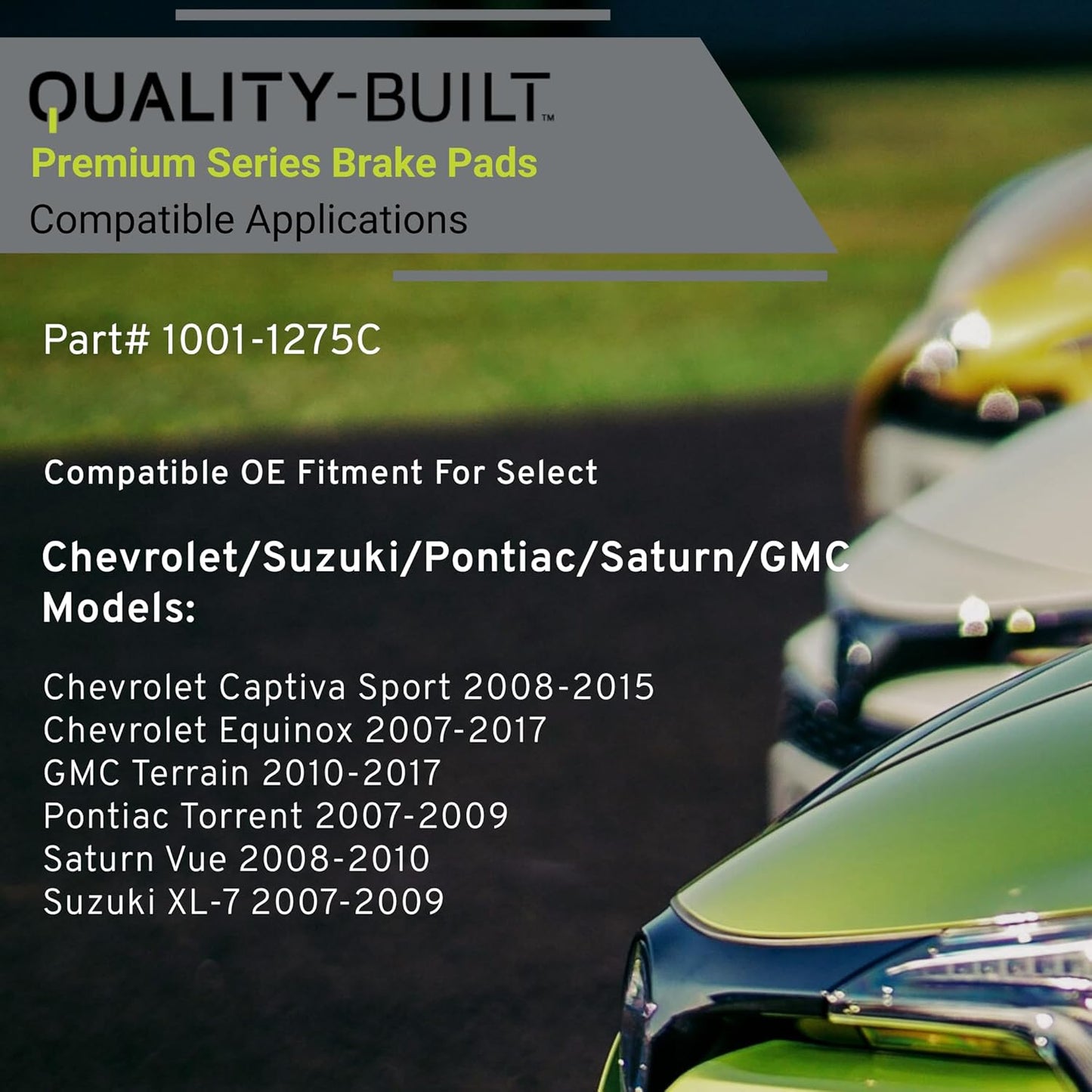 Premium Ceramic Rear Brake Pads (1001-1275C) Compatible with 2007-2017 Chevrolet/GMC/Pontiac/Saturn/Suzuki (Captiva Sport/Equinox/Terrain/Torrent/Vue/XL-7)
