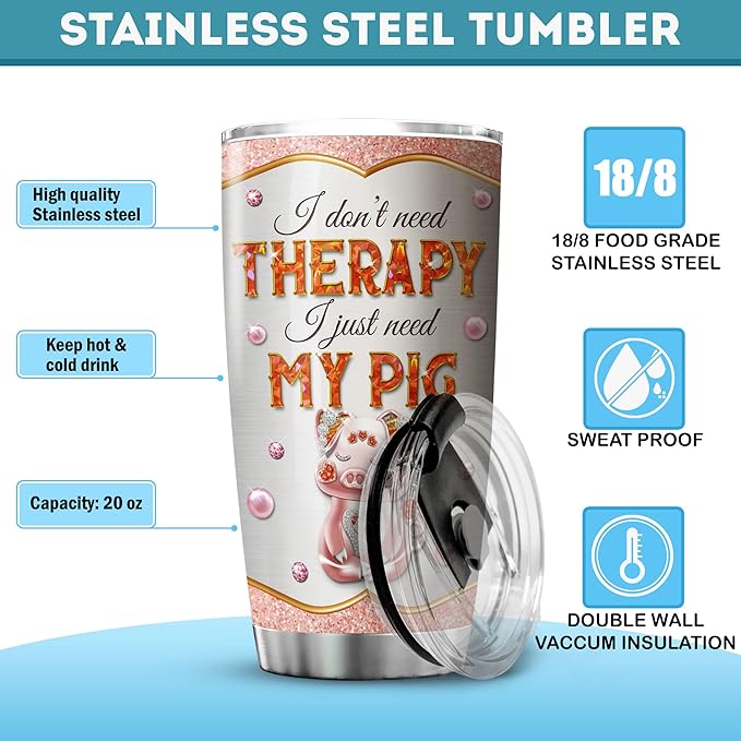 ZOXIX Im Just A Girl Who Loves Pigs Stainless Steel Tumbler Jewelry Style Funny Animal Coffee Mugs With 20oz Cute Pig Lover Gifts For Girls Farm Themed Insulated Travel Cup