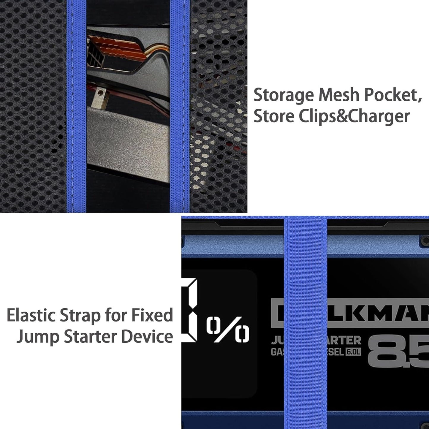 Aenllosi for HULKMAN Alpha85/Alpha85S/Alpha Pro Jump Starter Hard Carrying Case, Black+Blue (Case Only)