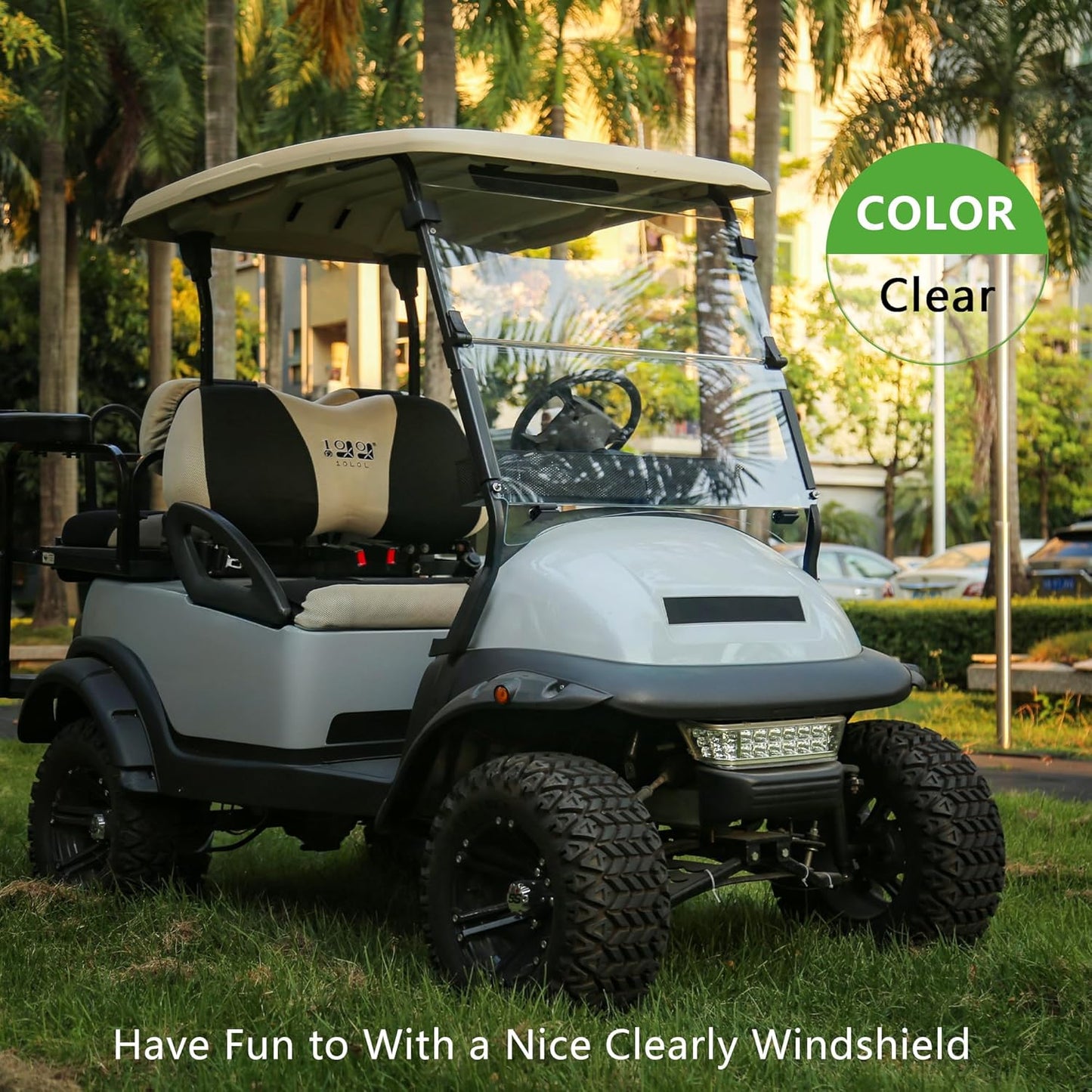 10L0L Golf Cart Windshield for Club Car Precedent 2004-Up, Tempo, 2017-Up Onward, Clear/Tinted Fold Down Club Car Windshield Anti-UV Impact Resistant - 37.5"W X 33.6"H