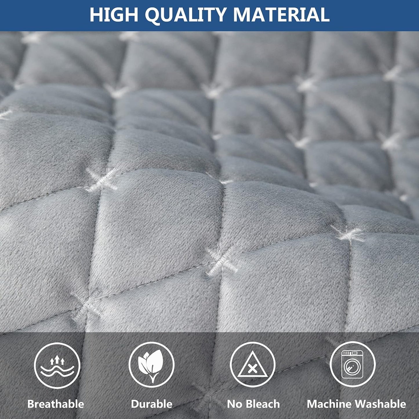 Eismodra Couch Cover,Sectional Couch Covers,Sofa Covers for 3 Cushion Couch,Anti-Slip Sofa Slipcovers for Dogs Cats Kids Loveseat Recliner L Shaped Armrest Backrest,Light Gray 43''x82''(Only 1 Piece)