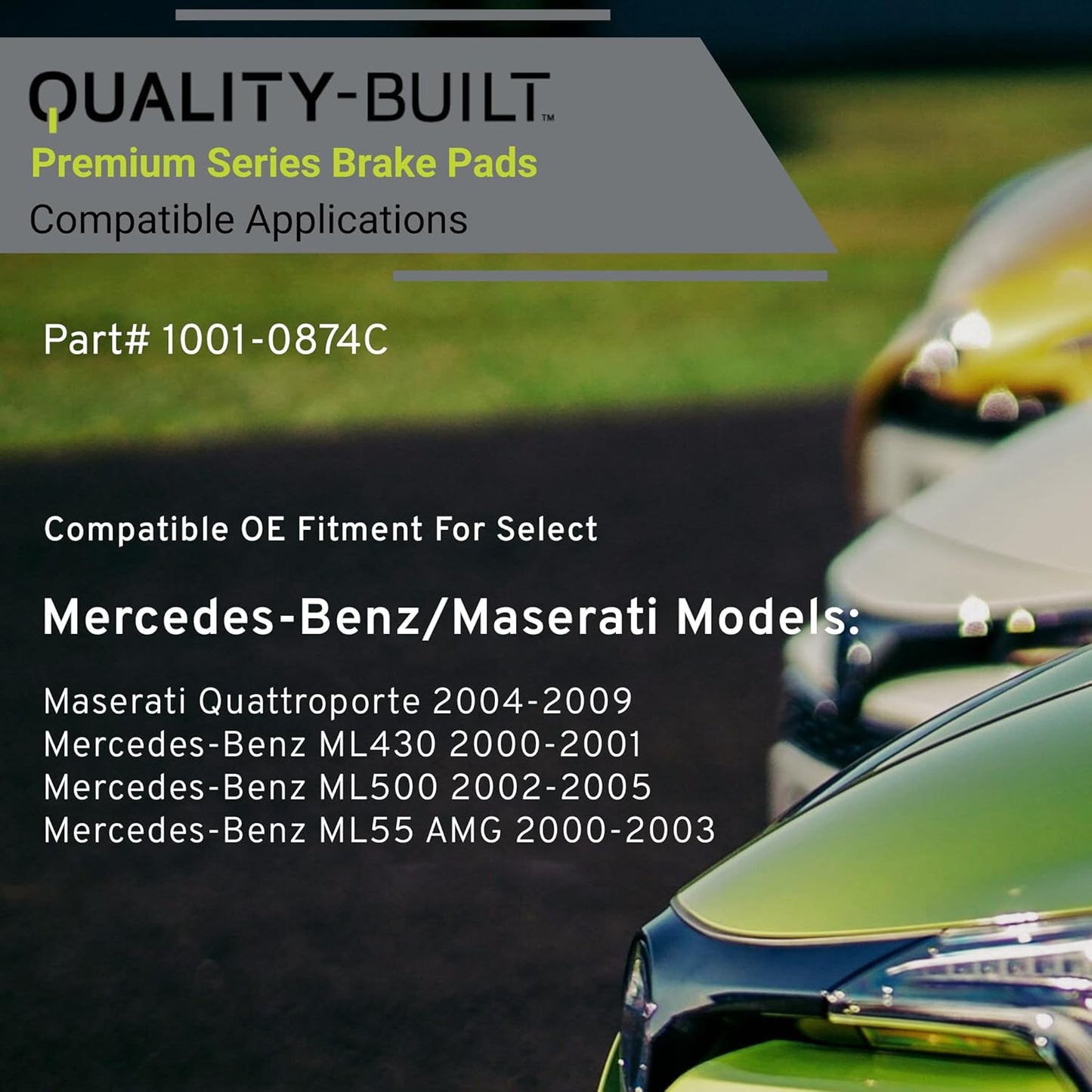 Premium Ceramic Rear Brake Pads (1001-0874C) Compatible with Maserati Quattroporte 2009-2004, Mercedes-Benz ML55 AMG 2003-2000, ML430 2001-2000, ML500 2005-2002