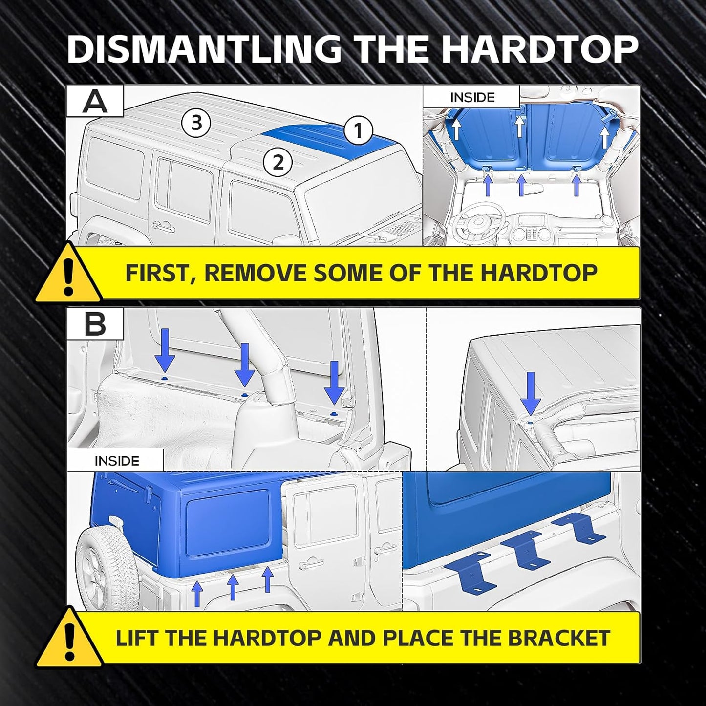 for JK JKU Roof Rack Hard Top Cargo Basket with Ladder & 4 LED Lights Compatible with 2007-2018 Jeep Wrangler JK JKU Unlimited 4 Doors Hardtop, Rooftop Rack Carrier Luggage Storage Holder