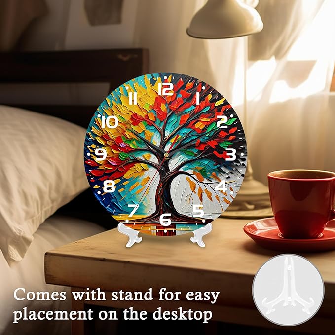 Wall Clock, 10 Inch Silent Non-Ticking Home Kitchen Decor, Battery Operated for Bathroom Bedroom Living Room Office(Tree of Life)