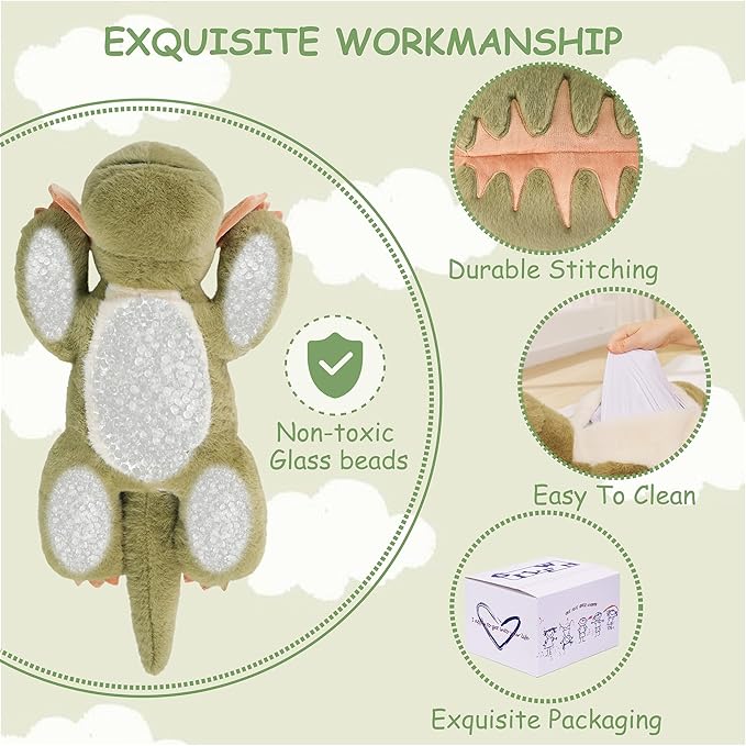 Weighted Stuffed Animals Dinosaur - 26.8" Big Stuffed Animal Toy Pillow for Kids & Adults, 5 lbs Ultra-Soft Washable Weighted Dino Plush