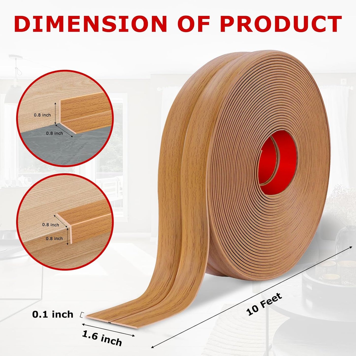 Flexible Wall Corner Protector Moulding Trim Peel and Stick Wall Corner Guards Edge Protector Self Adhesive Molding Trim Strip for Edge Ceiling (Light Brown Wood Grain, 1.6 in x 10 Ft)
