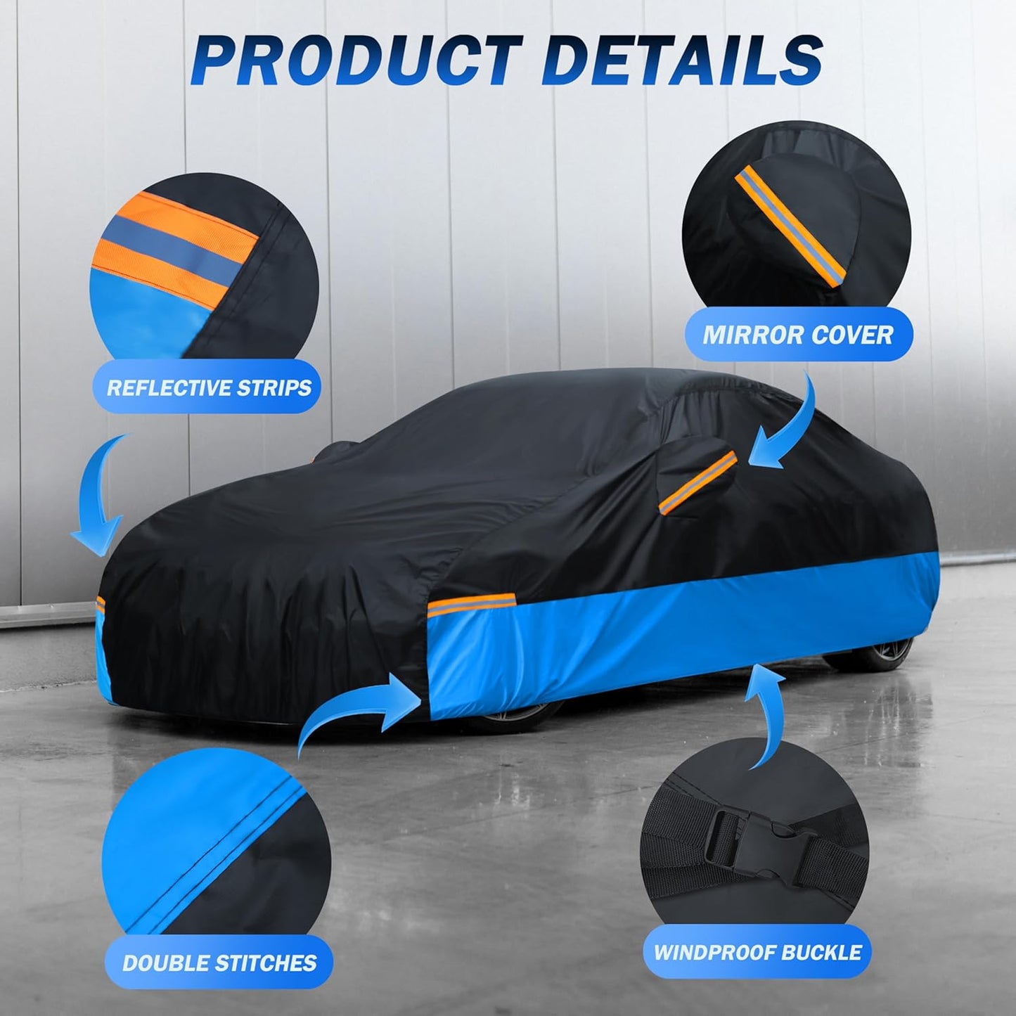 Car Cover Waterproof All Weather Outdoor Windproof Dustproof UV Protection Fit Sedan BMW 2 Series,Chevrolet Cobalt，Dodge Neon，KIA Sephia，Nissa Versa