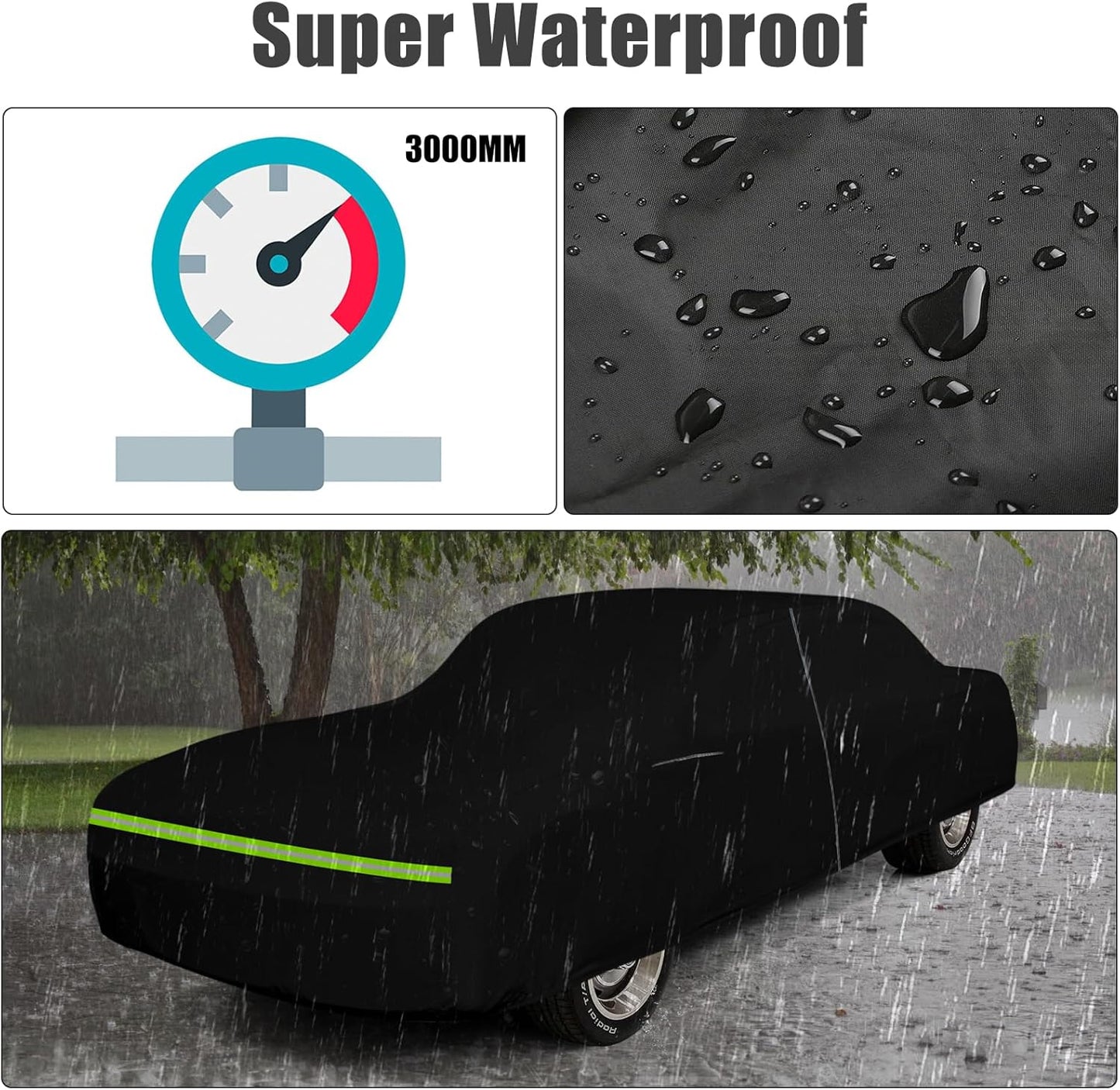 Waterproof Car Cover Compatible with Chevrolet Camaro 1967-1973, Oxford Black All Weather Classic Car Covers with Inner Cotton for Snow Rain Paint Protection(RS/SS/Z28)