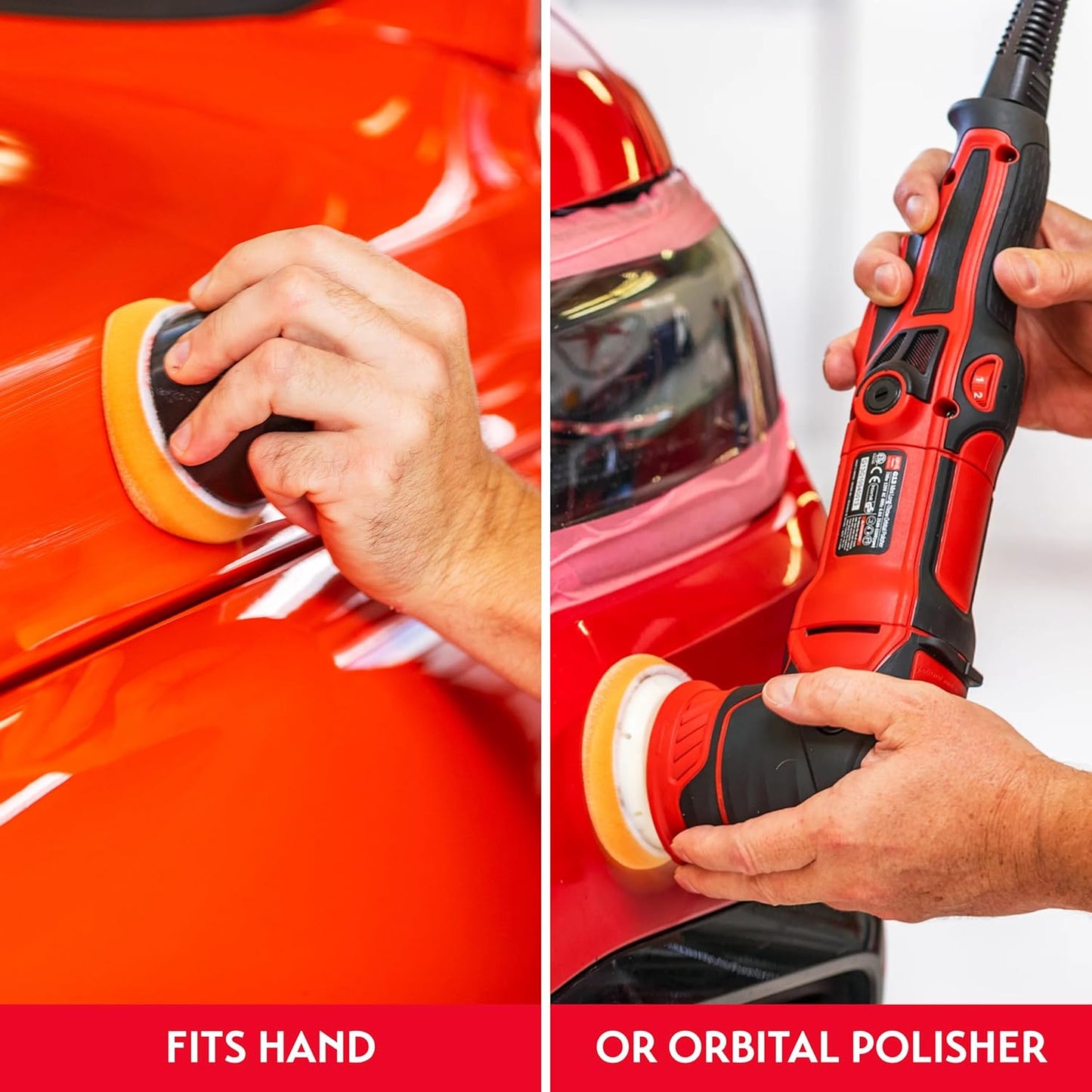 Griot's Garage Orange Foam Correcting Pads for Car Polishing and Detailing, Removes Light to Moderate Paint Defects, Durable, Machine-Washable, 11241, 3", Set of 3