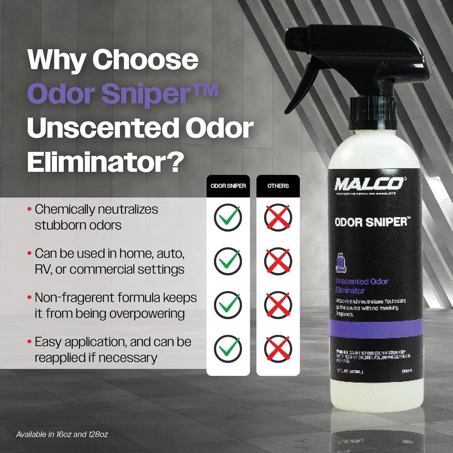 Malco Odor Sniper - Fragrance Free Odor Eliminator for Car Interiors/Penetrates Odors at the Source/Chemically Neutralizes Foul Scents in Your Vehicle / 1 Gallon (199001)