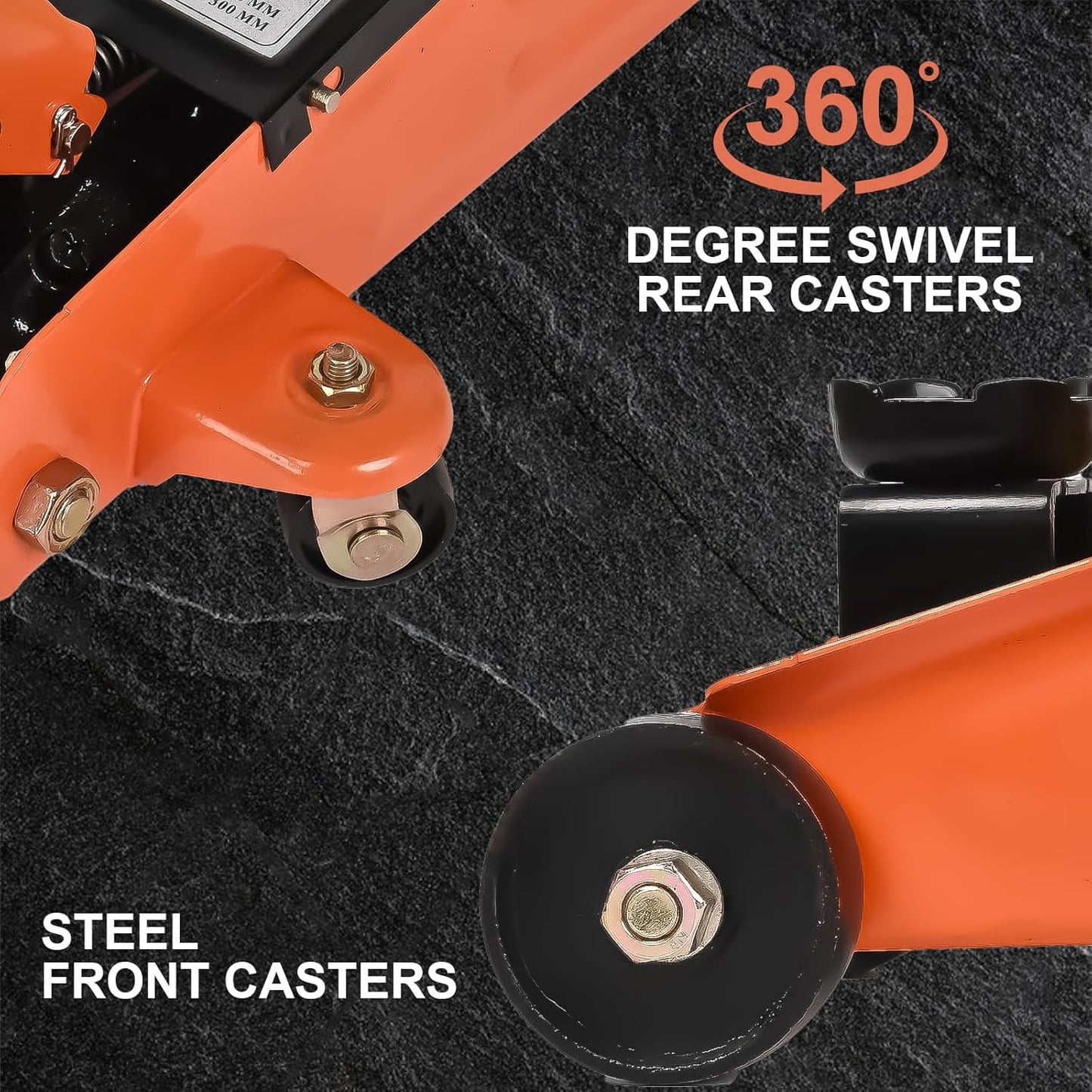 Hydraulic Floor Jack 1.5 Ton 3,300Lbs Car Lift Portable Trolley Jack 360 Degree for Cars Medium Vehicles,Orange