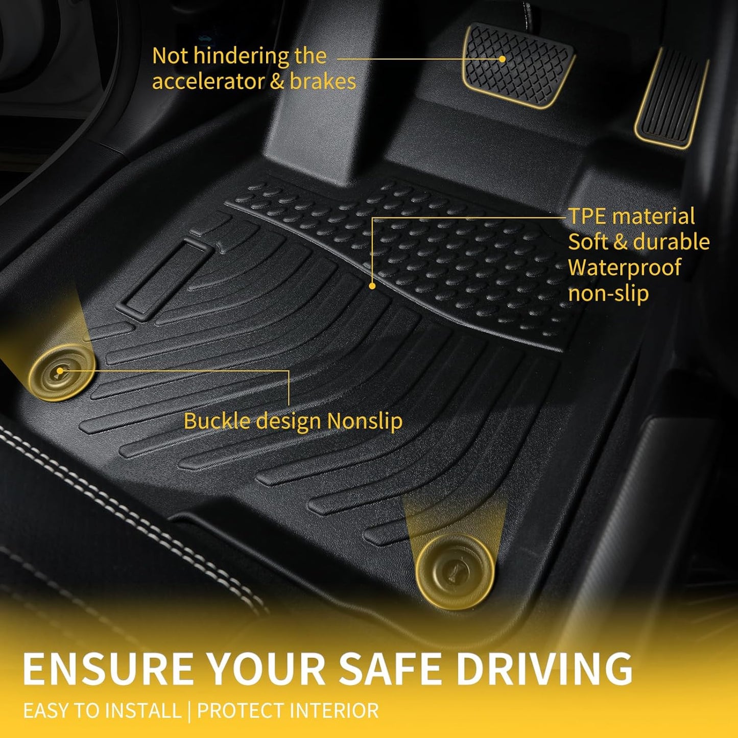 GINOWY-Floor Mats & Cargo Liner for Nissan Pathfinder 2022-2025(8 Passenger), TPE All Weather Car Floor Mats Pathfinder Floor Liners Accessories Black