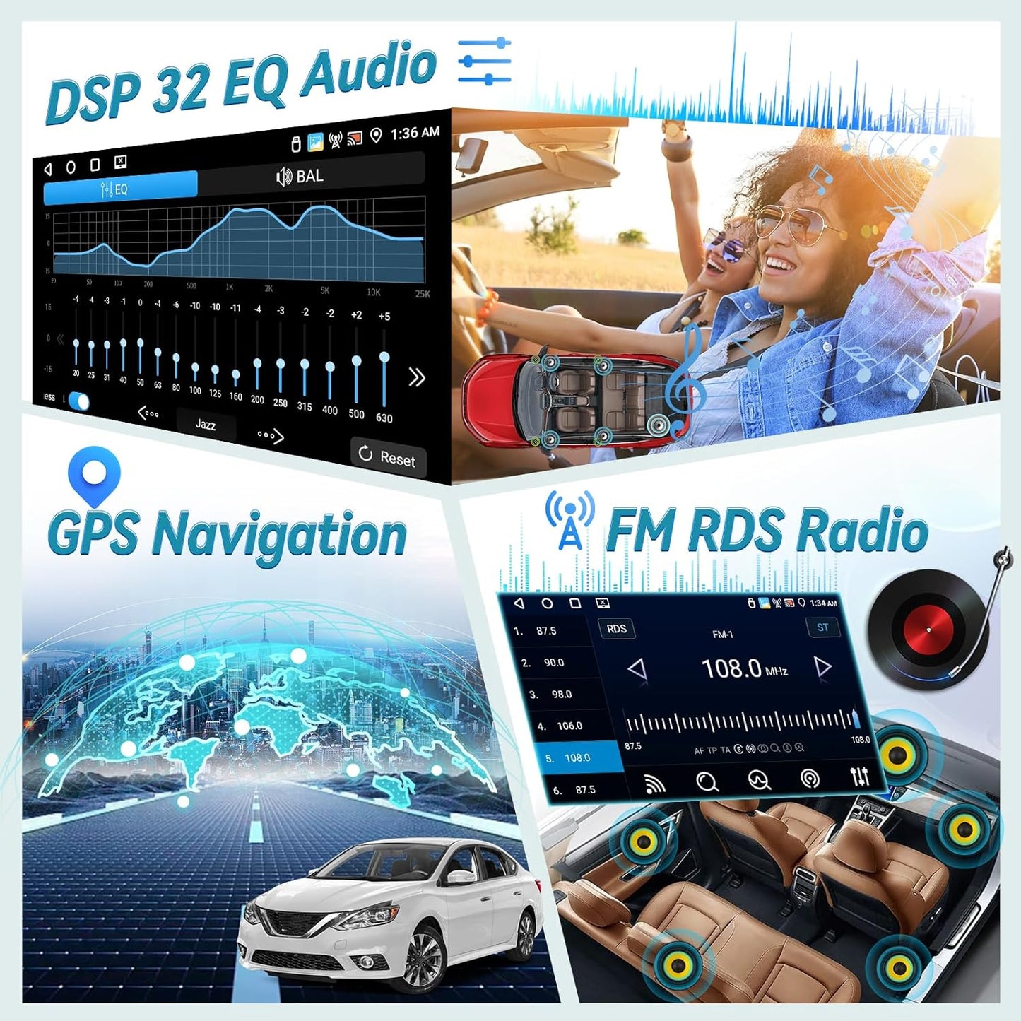 [4G+64G] 9 inch Car Radio for VW Jetta Passat Seat Golf Tiguan Beetle, 9inch Touch Screen Android Volkswagen Jetta Stereo, Wireless Carplay/Android Auto/32 EQ Audio/SWC