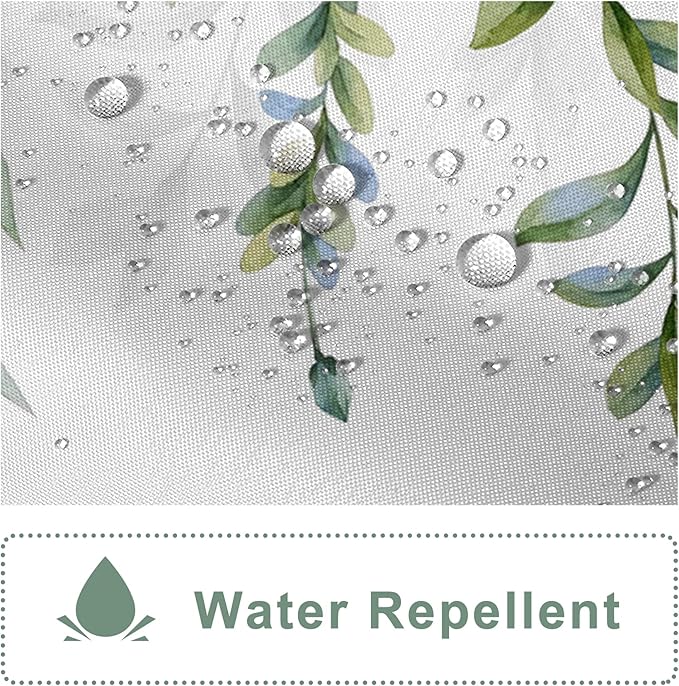 AWERT Green Mixed Light Blue Plant Shower Curtain with 12 Hooks Decorative Sage Green Shower Curtain for Bathroom Waterproof Fabric 72x84inch