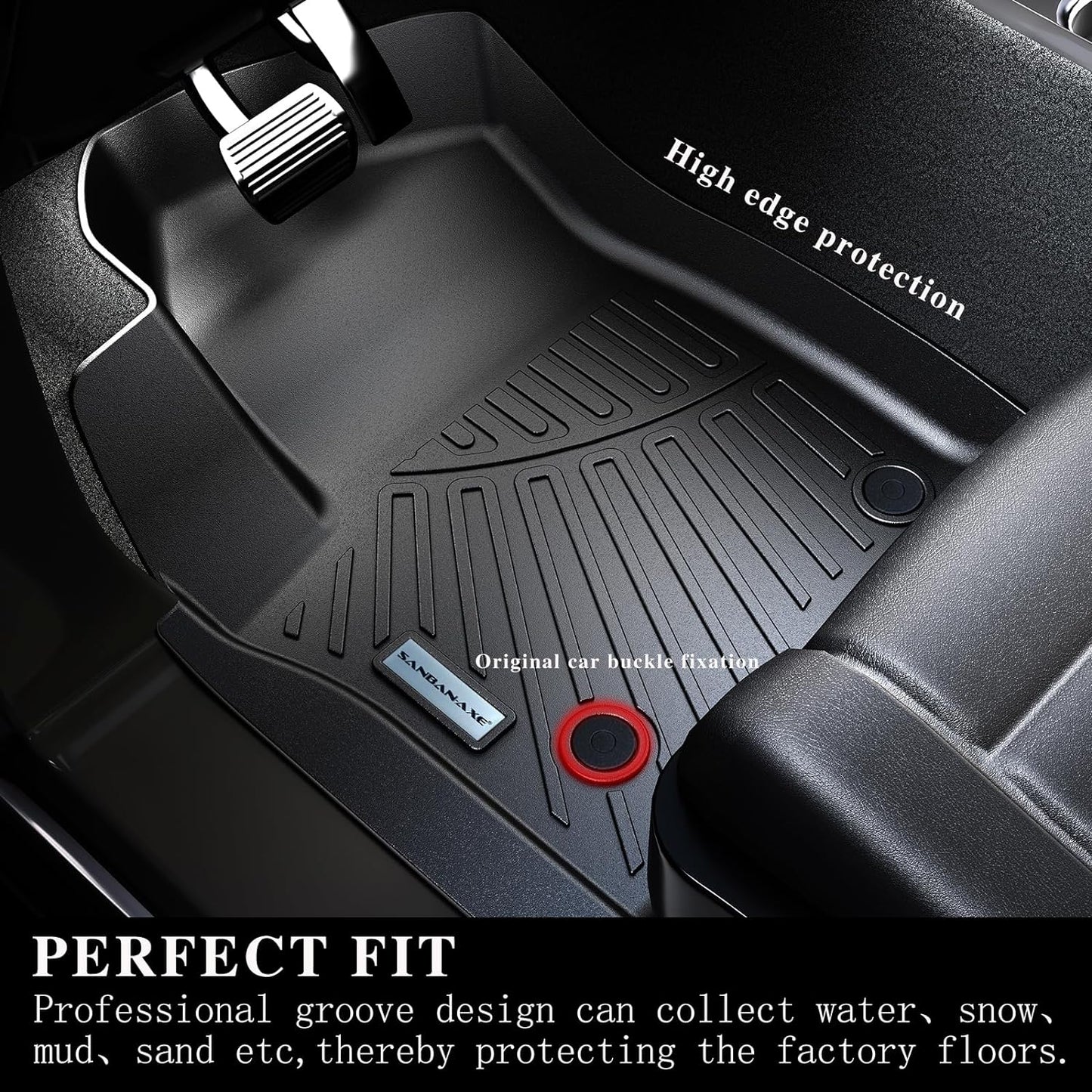 Floor Mats for 2024 2025 KIA K4,TPE All Weather Protection Car Floor Liners-Black