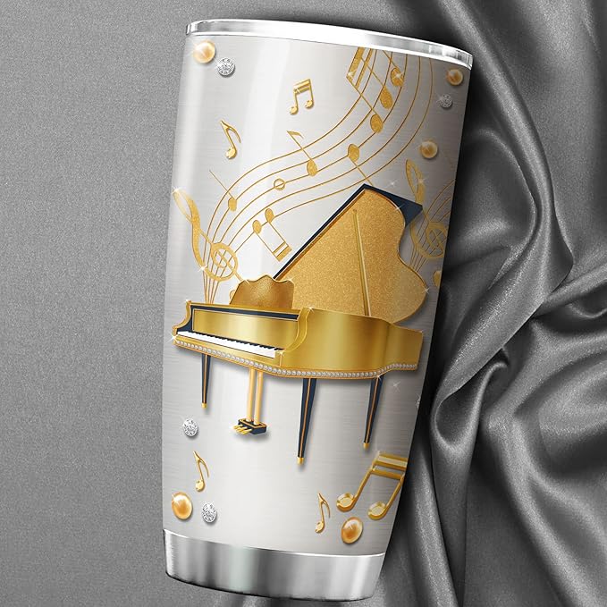 ZOXIX Funny Pianist Nutrition Facts Tumbler Jewelry Style Piano Lovers Gifts For Women Music Themed Coffee Mugs Stainless Steel Cups With 20oz Piano Teacher Mug Pianist Gift