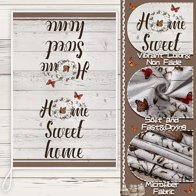 TecUnite 6 Pcs Farmhouse Rustic Kitchen Towels Farm Cotton Dish Towels Decorative Vintage Hand Towel for Cleaning Drying Wiping Tasks Women Mom Gifts Home Living Room Decor