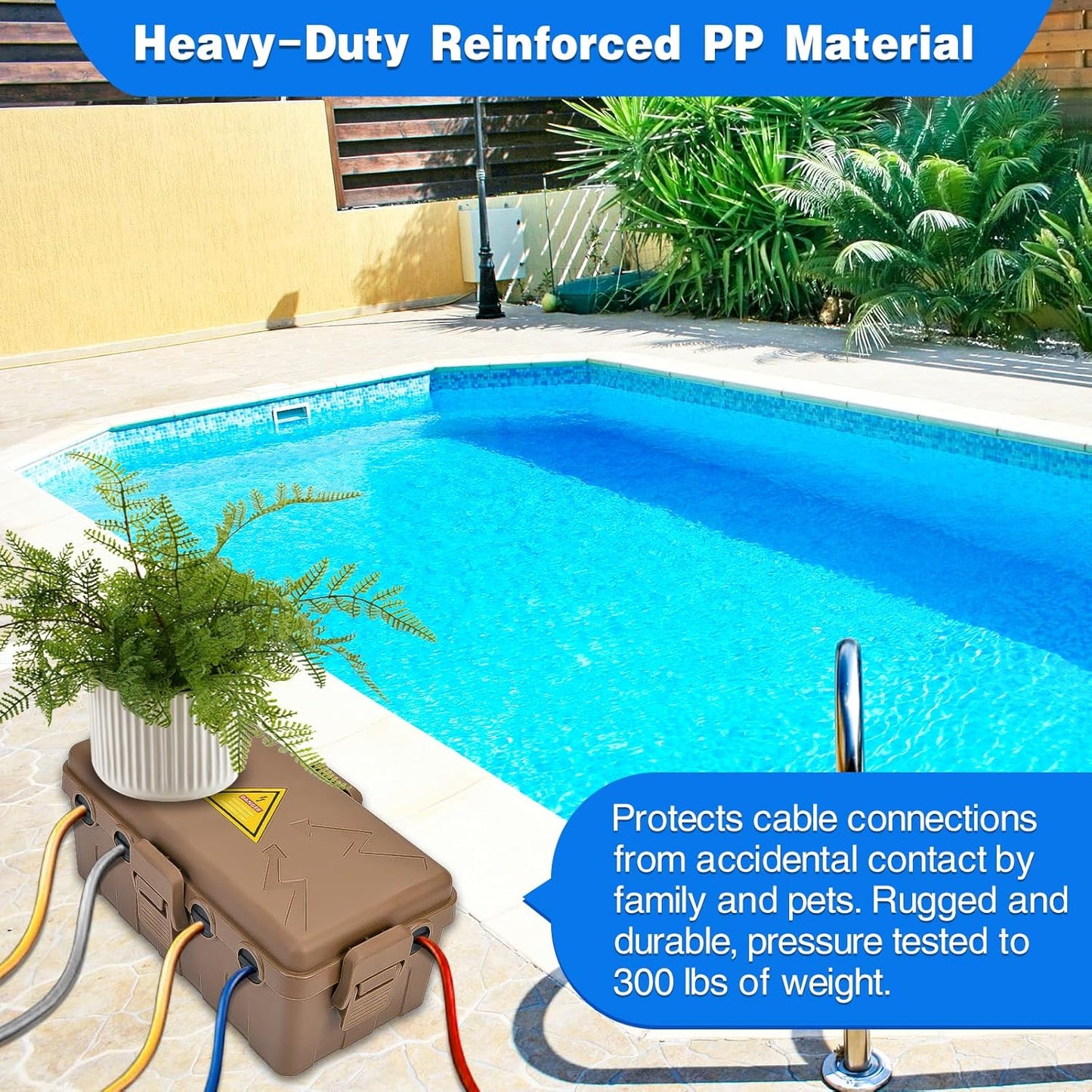 Hrensaw Medium Outdoor Electrical Box(10.6x5.5x4.5inch),Weatherproof Connection Box w/6 Cable Entry,IP54 Waterproof Extension Cord Cover Protect Power Strip,Timer,Plug,Holiday Lights,Brown