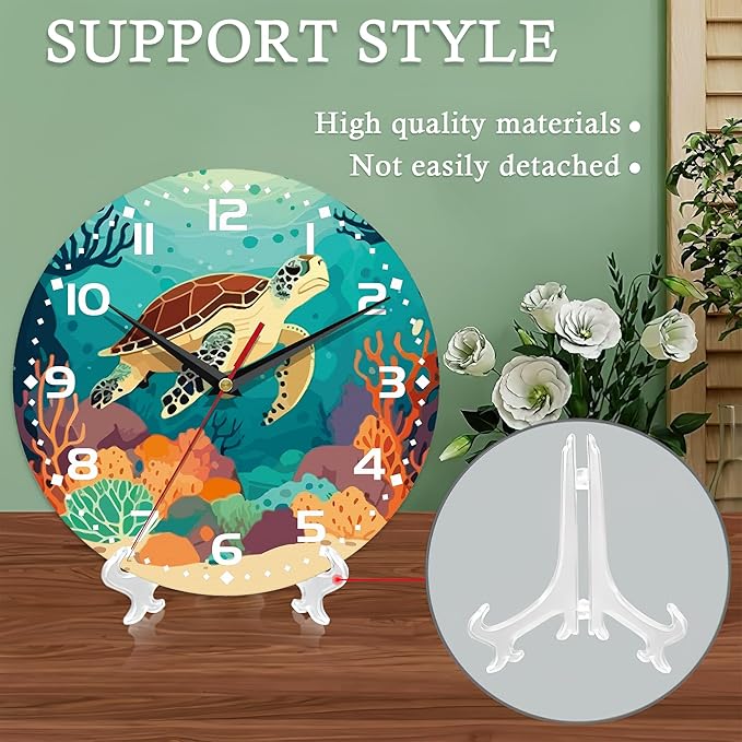 Wall Clocks Battery Operated,Sea Turtle Clock for Living Room,Decorative Wall Clock for Living Room, Bedroom, Bathroom and Kitchen,10 Inch