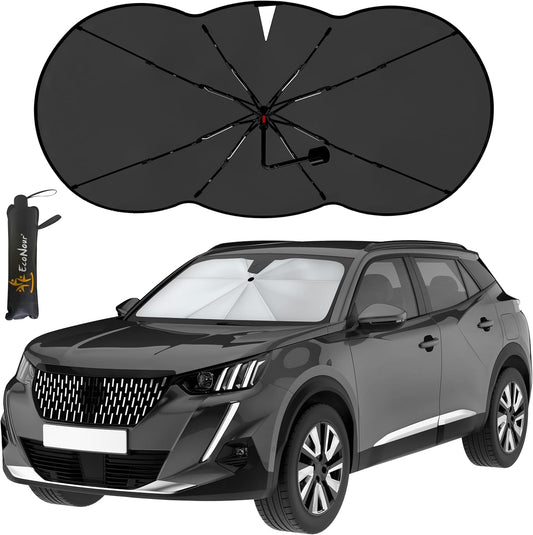EcoNour Car Windshield Sunshade Umbrella | Foldable Car Umbrella Sun Shade Cover | Front Windshield Shade for Heat and UV Rays Protection | 240T Polyester Umbrella Sunshade | Large (57"x35")
