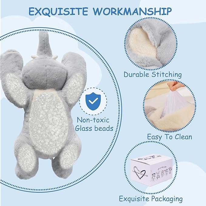 Weighted Stuffed Animals Elephant - 25" Big Stuffed Animal Toy Pillow for Kids & Adults, 5 lbs Ultra-Soft Washable Weighted Plush