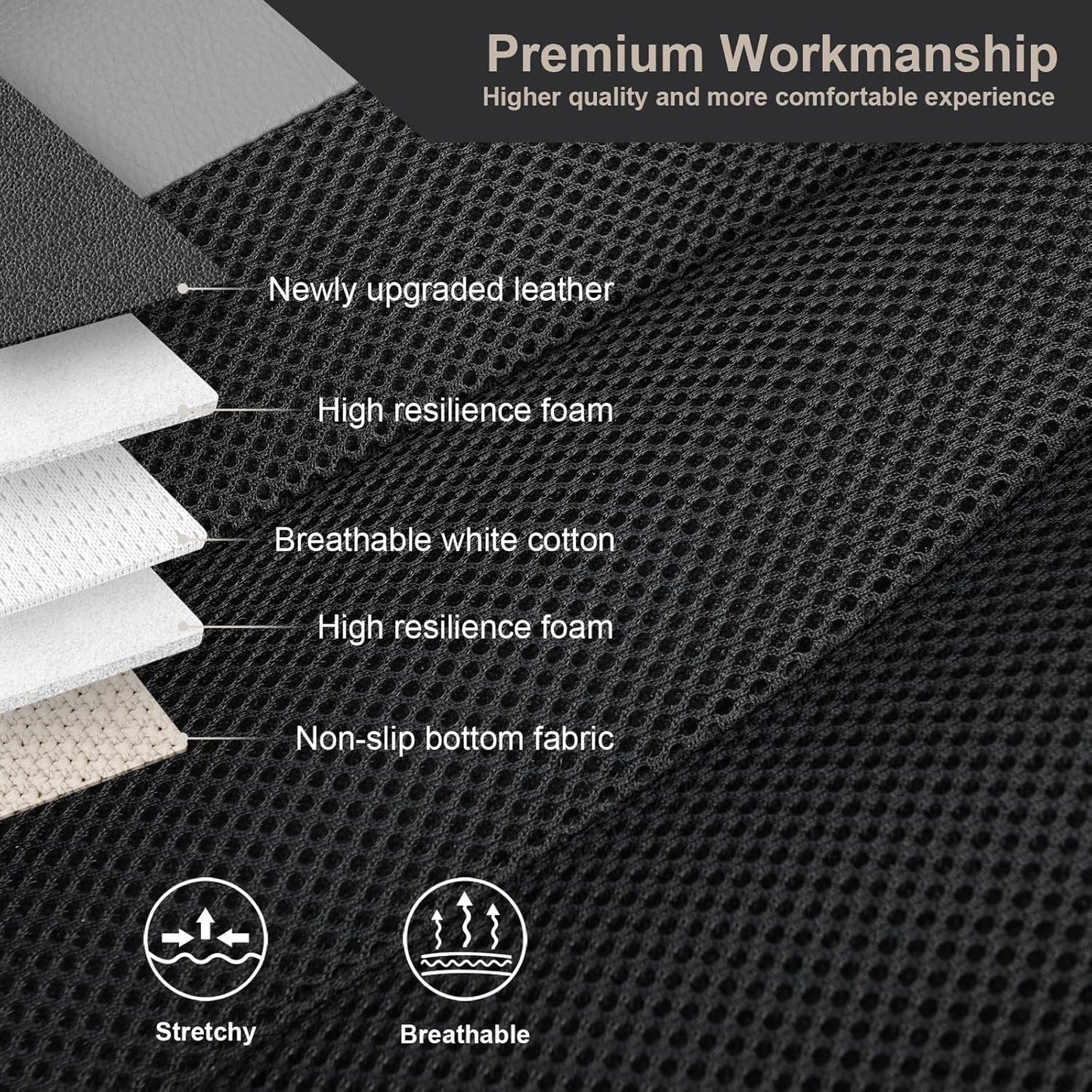 GIANT PANDA Fit Subaru Outback Forester Crosstrek Legacy Impreza Front Car Seat Cover, 3D Air Mesh Breathable Seat Protector, Grey+Black（2-Pack