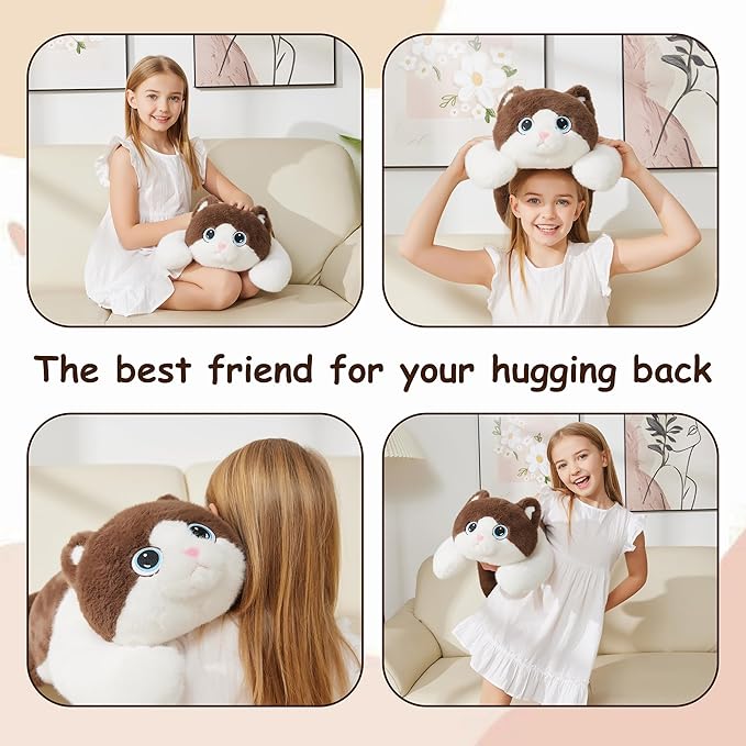 Weighted Stuffed Animals Cat - 25" Big Toy Pillow Plushie Gifts for Kids Boys Girls & Adults, 5 lbs Ultra-Soft Washable Plush Pillowfort