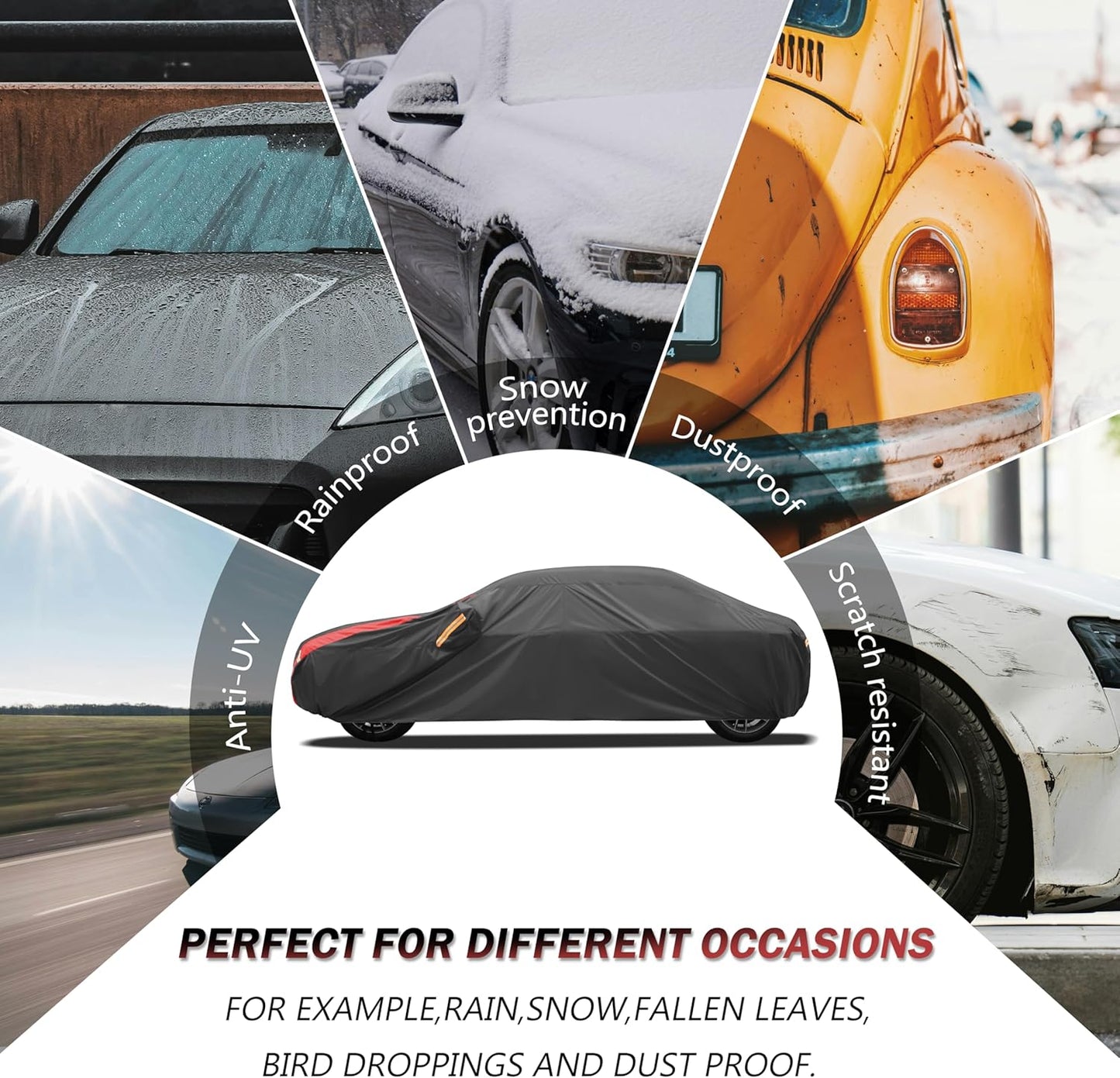 Car Cover Automobiles Waterproof All Weather for for Sports Coupe,Universal Fit Audi TT, BMW Z4, Porsche 718 Boxster Cayman, Nissan 350Z/370Z, Subaru BRZ, Mazda RX-7 etc(See Size Chart)