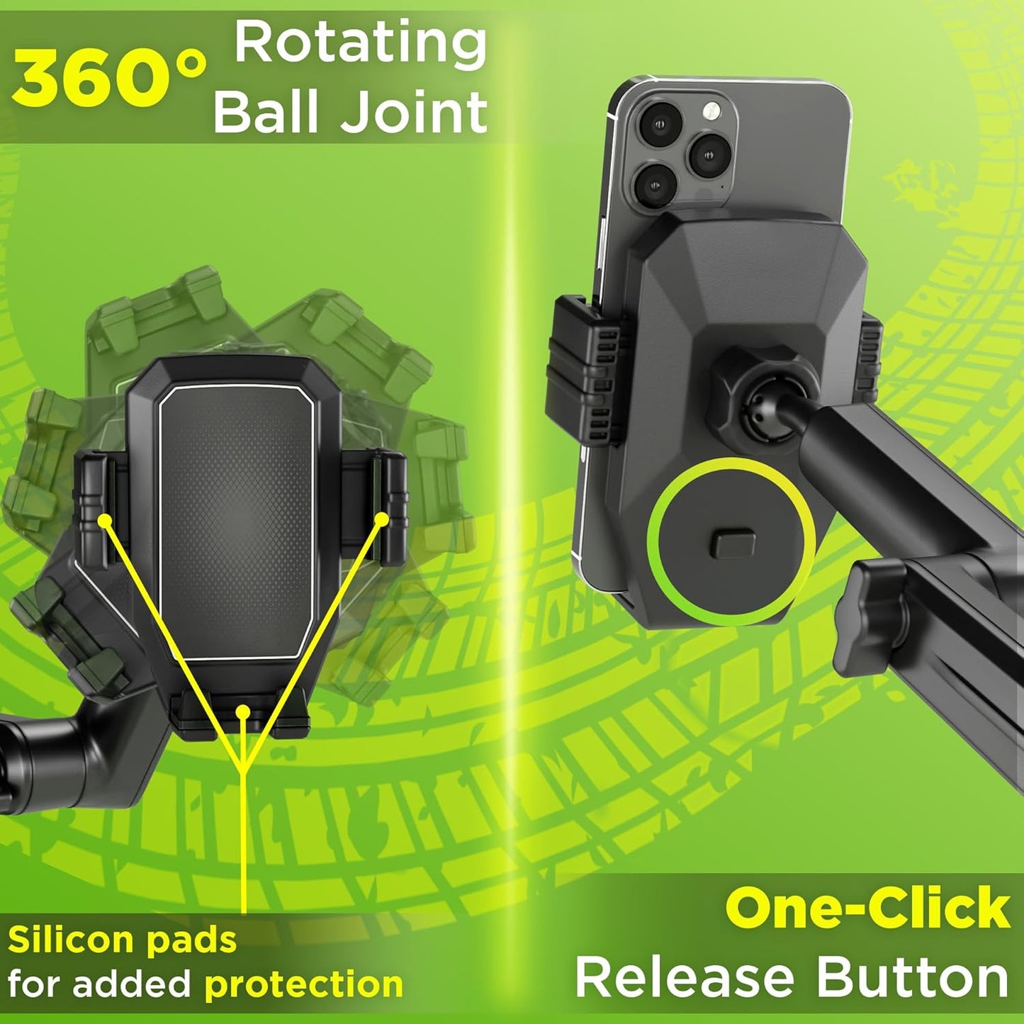 Phone Mount for Truck Phone Holder for Truck - Heavy Duty Suction Cup + Dashboard Pad, Mobile Device Holder for Dashboard Window 16.9 inch Long Arm, iPhone Samsung Compatible, Semi Trucker, Black