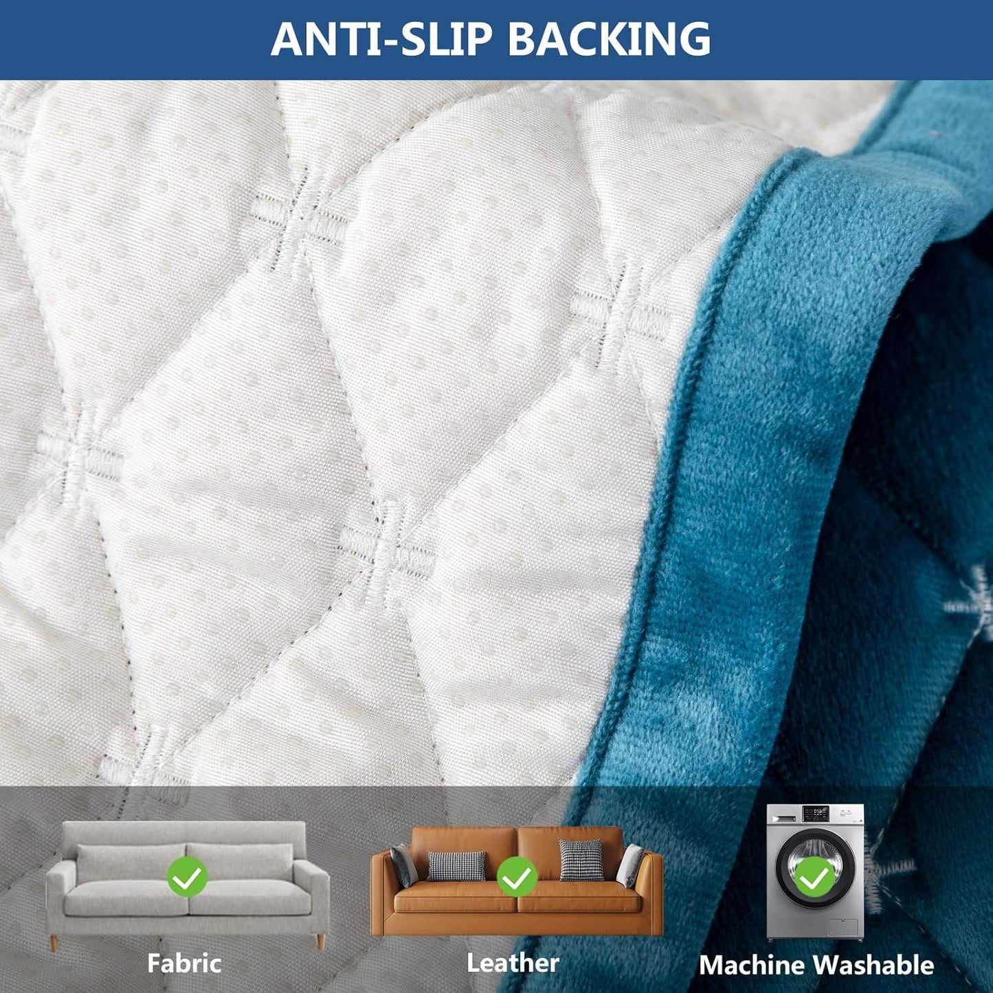 Eismodra Couch Cover,Sectional Couch Covers,Sofa Covers for 3 Cushion Couch,Anti-Slip Sofa Slipcovers for Dogs Cats Kids Loveseat Recliner L Shaped Armrest Backrest,Blue 36''x63''(Only 1 Piece)