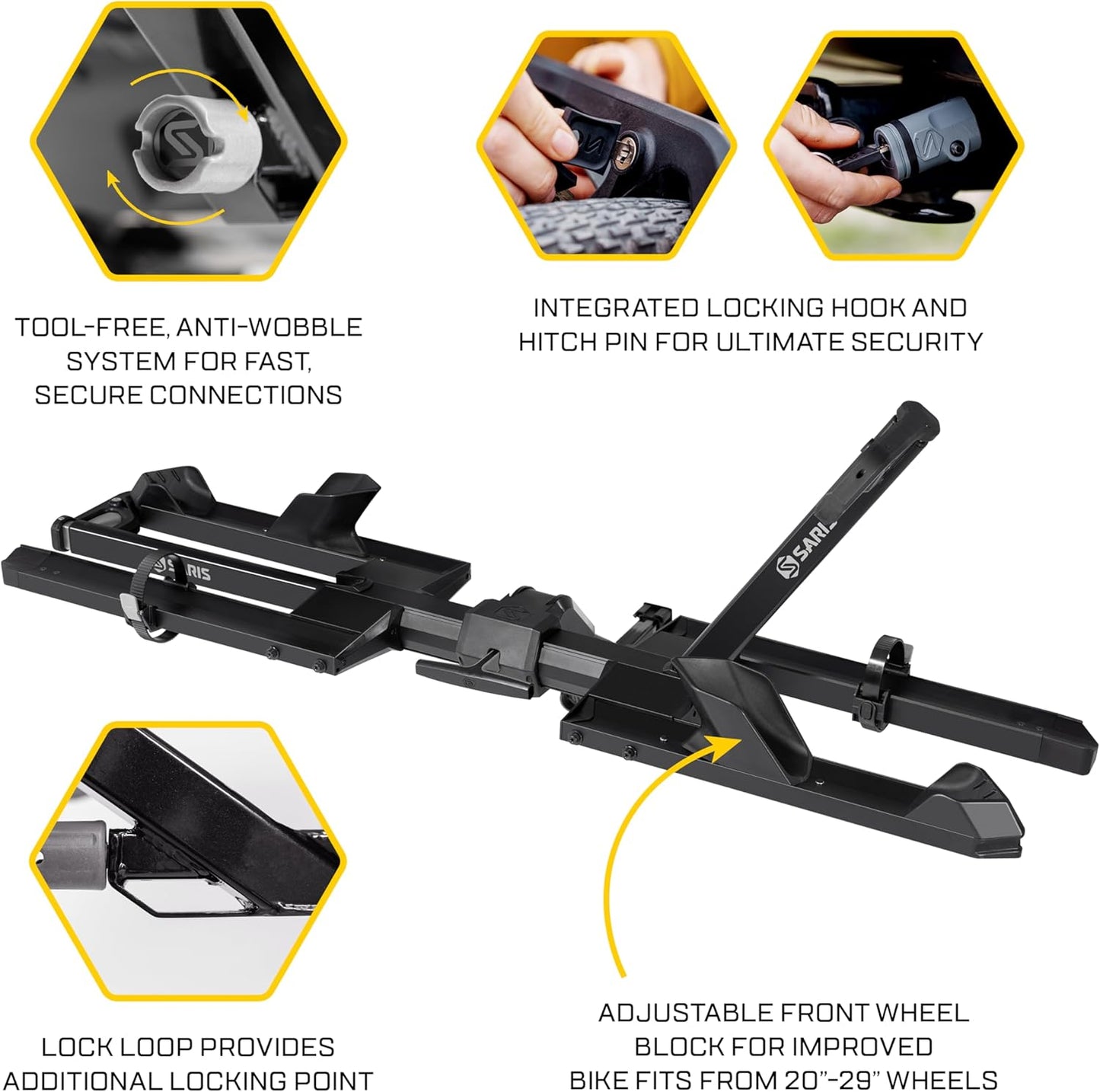 Saris SuperClamp G4 2-Bike Hitch Rack – Lightweight Platform Bike Carrier, Zero Frame Contact, Tool-Free, Tilt & Fold, Supports eBikes, Fits 1.25" & 2" Hitch – Carries 2 Bicycles Up to 60 lb. Each