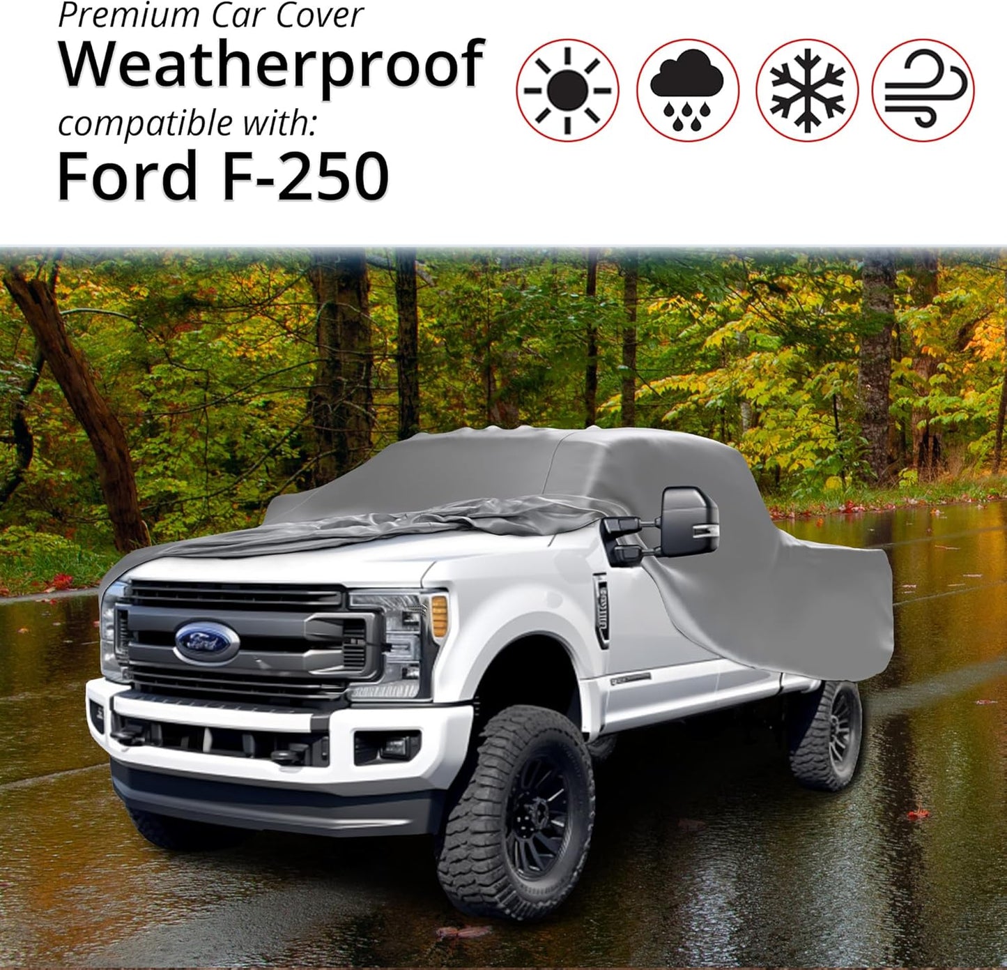 Car Covers Weatherproof Max Truck Cover & Warranty Compatible with Ford 1990-1999 F-250 Regular Cab, 8'– Outdoor Cover, Prevents Theft with Cable Lock