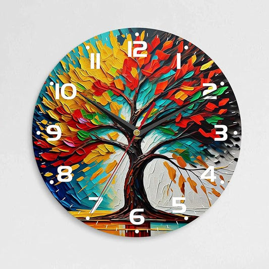 Wall Clock, 10 Inch Silent Non-Ticking Home Kitchen Decor, Battery Operated for Bathroom Bedroom Living Room Office(Tree of Life)