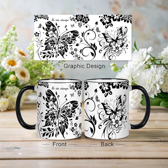 Butterfly Cup 11Oz Butterfly Gifts for Women, Mothers Day Gifts for Mom Friends and Family, Boho Coffee Mug Birthday Gift Graduation Gift for Women, Mom, Grandma, Microwave & Dishwasher Safe